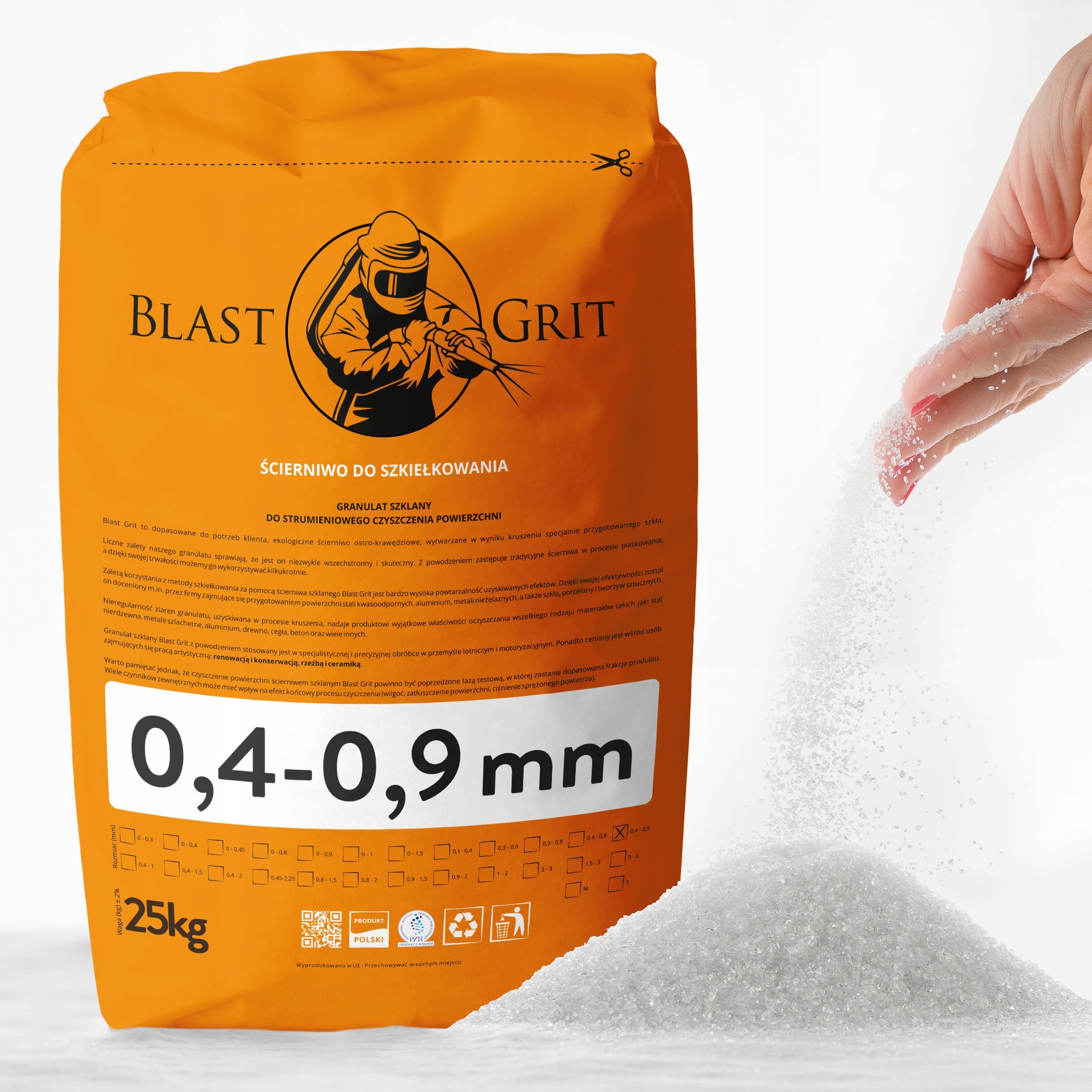 Glass for pressure washers 0,4-0,9 mm Blast Grit for sandblasting PZH 25kg