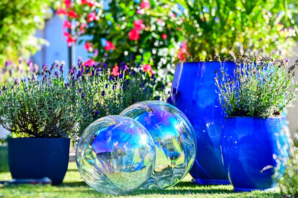 Glass garden decorative balls (2 pieces), hand-blown in Poland Packaging status original