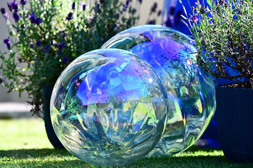 Glass garden decorative balls (2 pieces), hand-blown in Poland