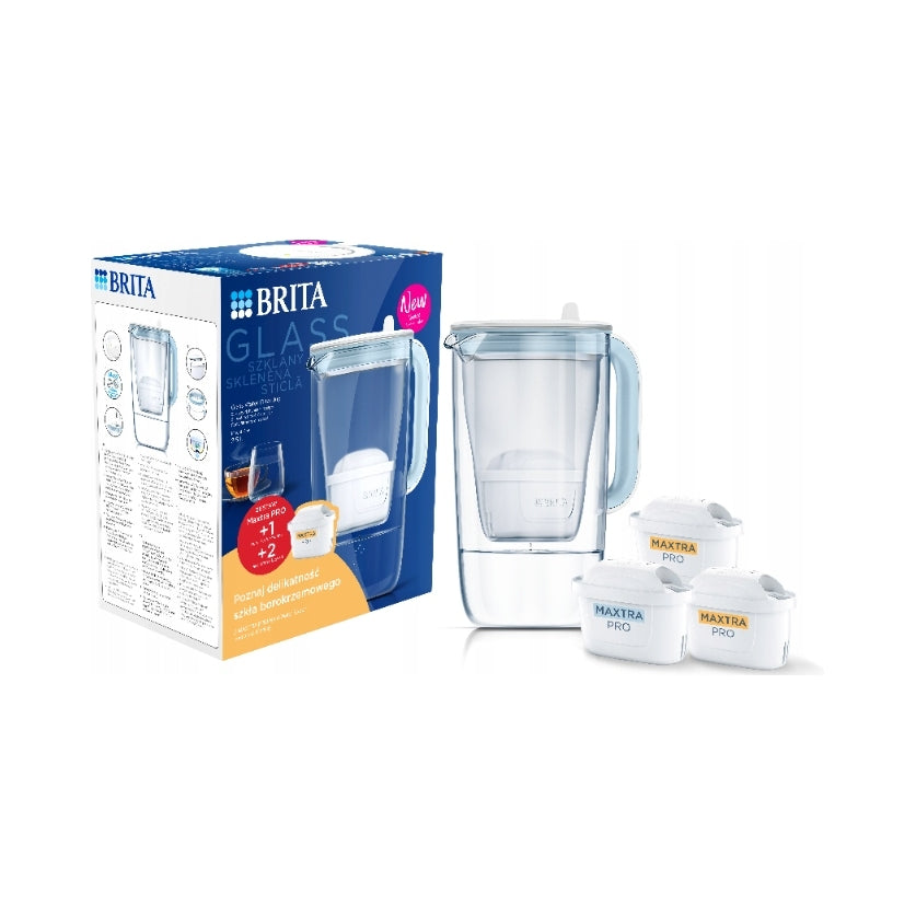 Glass jug Brita Glass 2,5 l blue + 3 filter cartridges