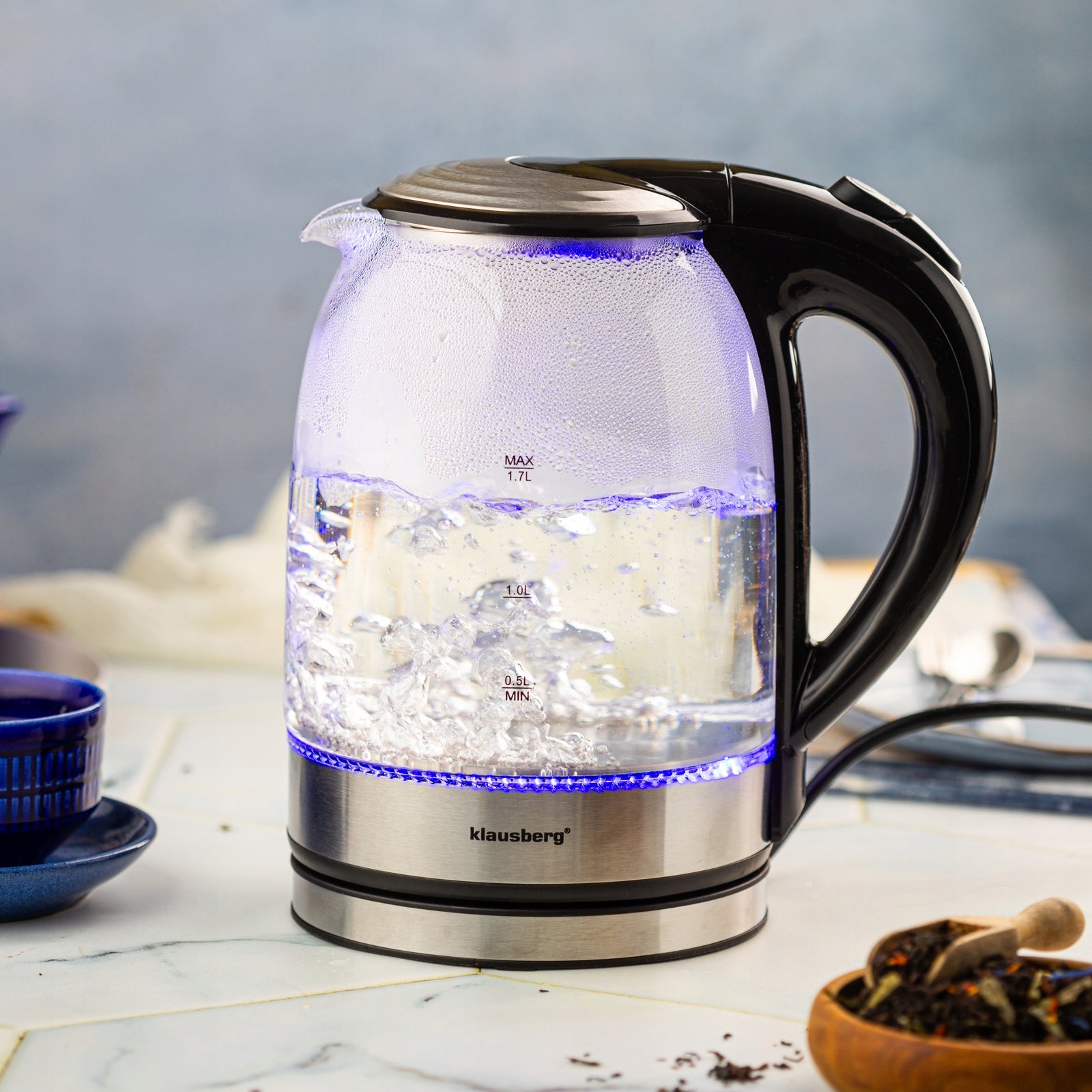 Glass kettle LED electric Klausberg KB-7886 1.7L 2200W inox filter EAN (GTIN) 5908287278868