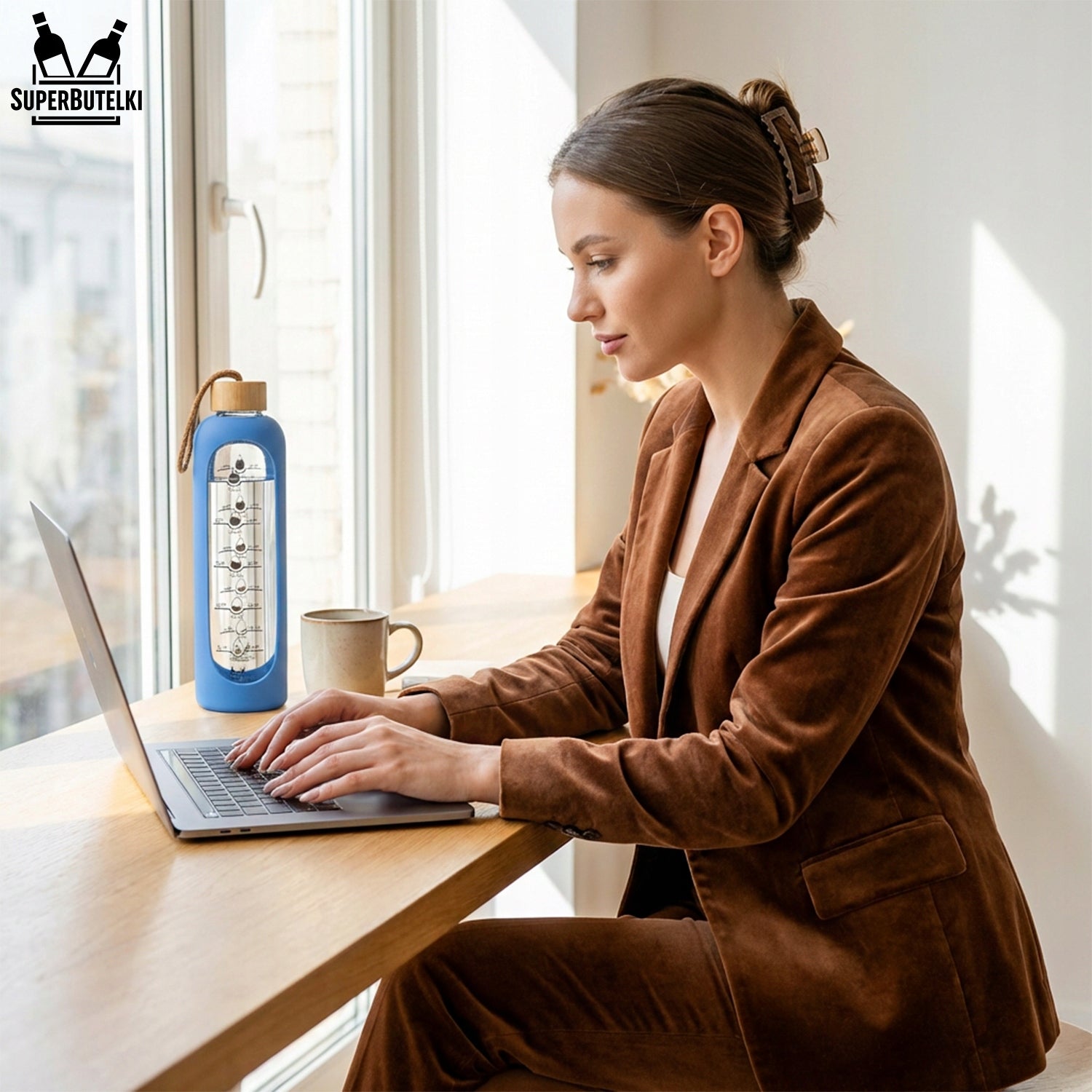 Glass water bottle 1L airtight motivational water bottle + FREEBIE Kind water bottle