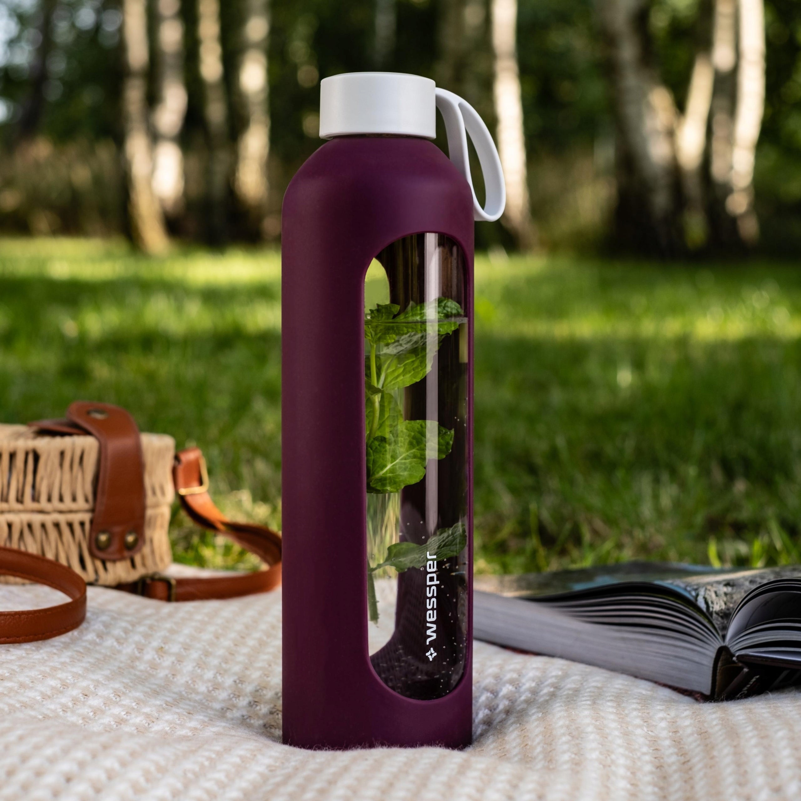 Glass water bottle 1l Wessper B1 BOROSILICATE Ruby Kind bottle