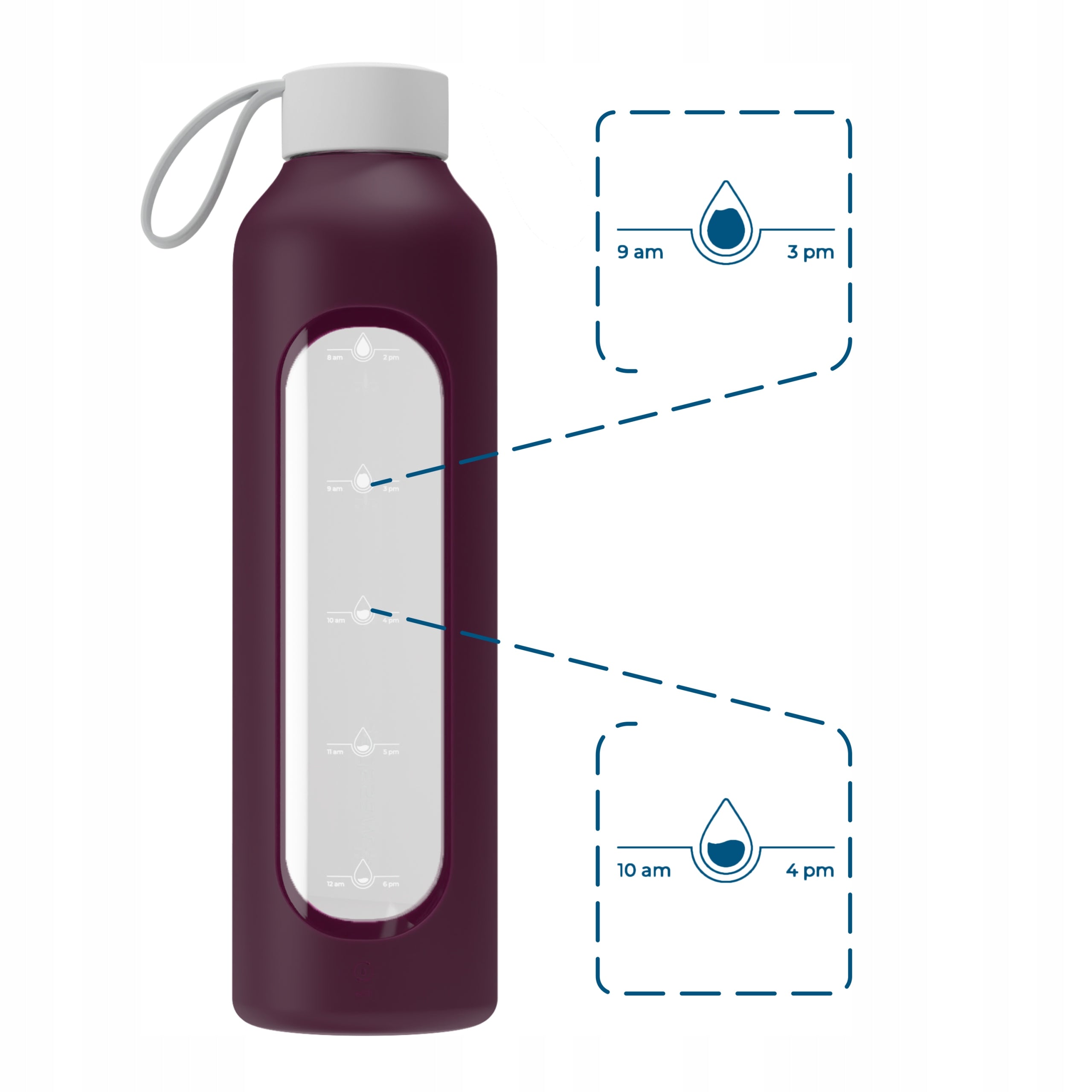 Glass water bottle 1l Wessper B1 BOROSILICATE Ruby Model B1 BOROSILICATE