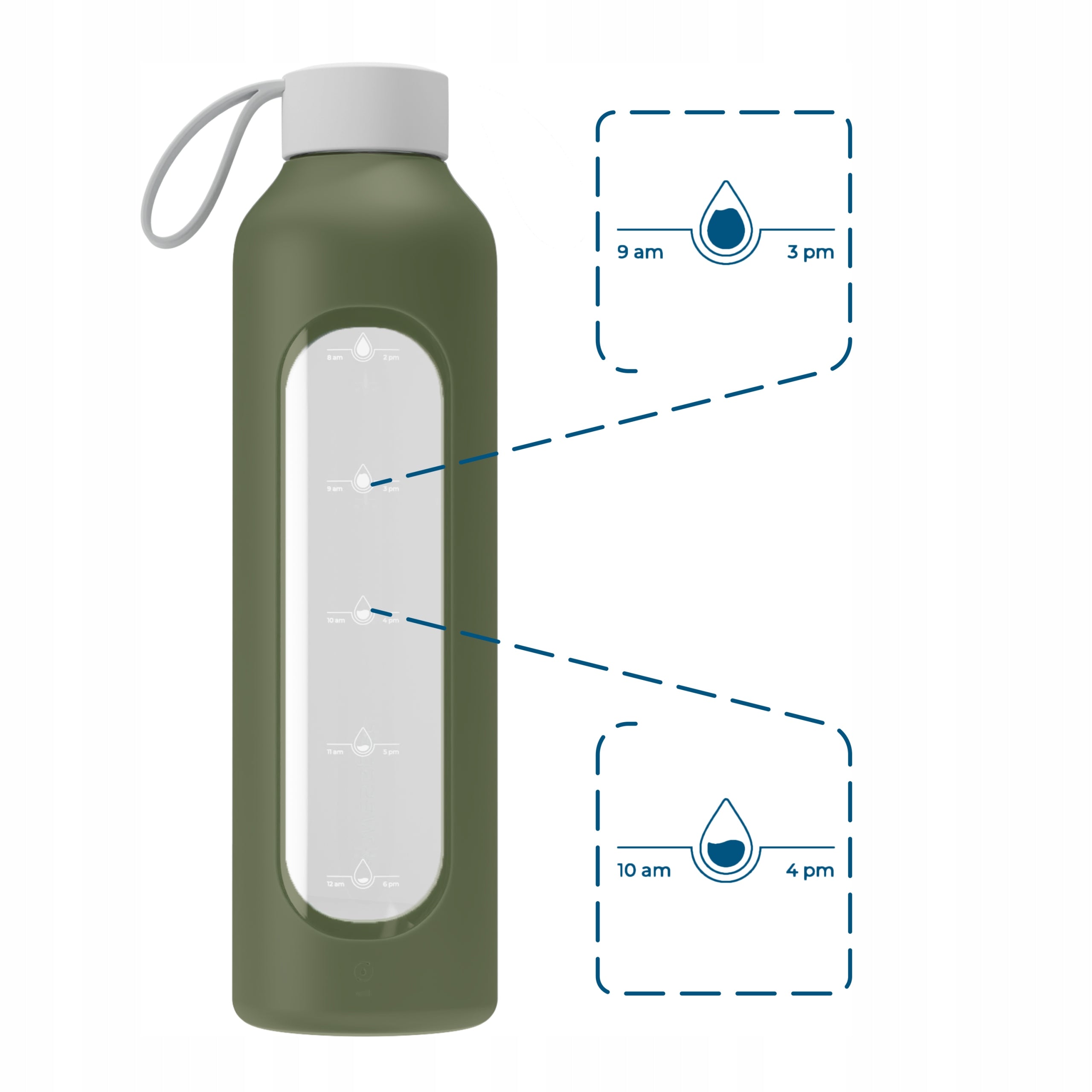 Glass water bottle with measuring cup 1L + silicone case Wessper B1 Model B1 BOROSILICATE