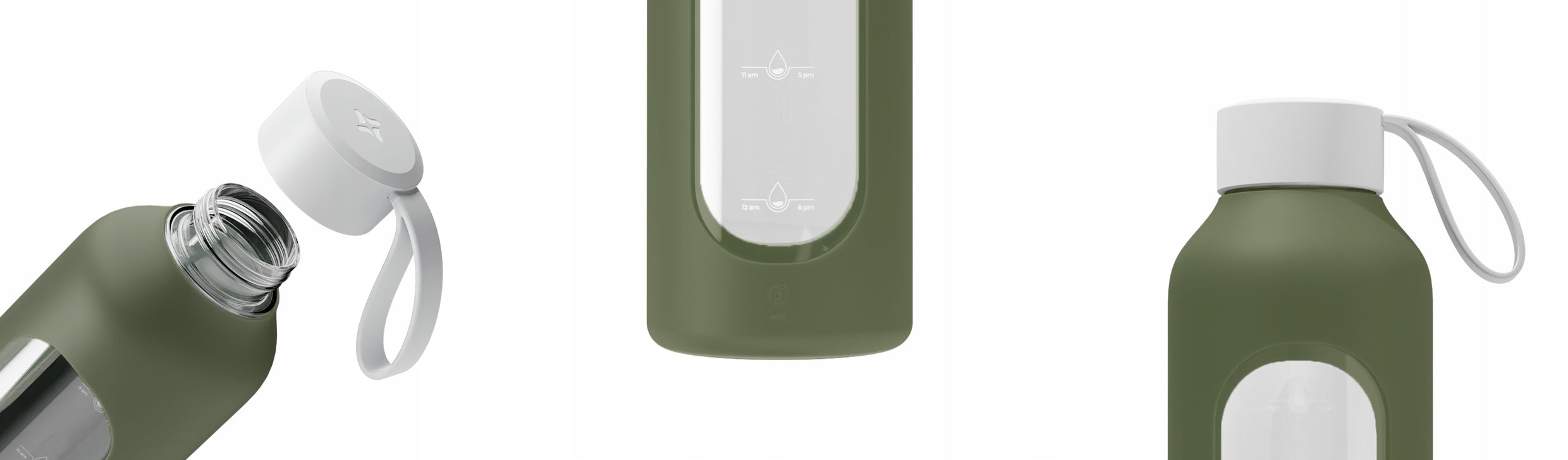 Glass water bottle with measuring cup 1L + silicone case Wessper B1 Packaging status original