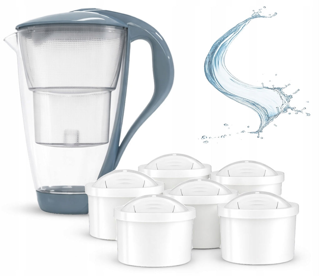 Glass water filter jug Dafi Crystal LED +6 filters Unimax steel