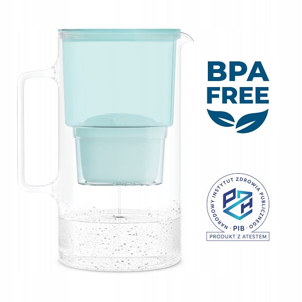 Glass water jug Wessper Borosilicate 3L + cartridge (mint) Manufacturer code WES201-MT