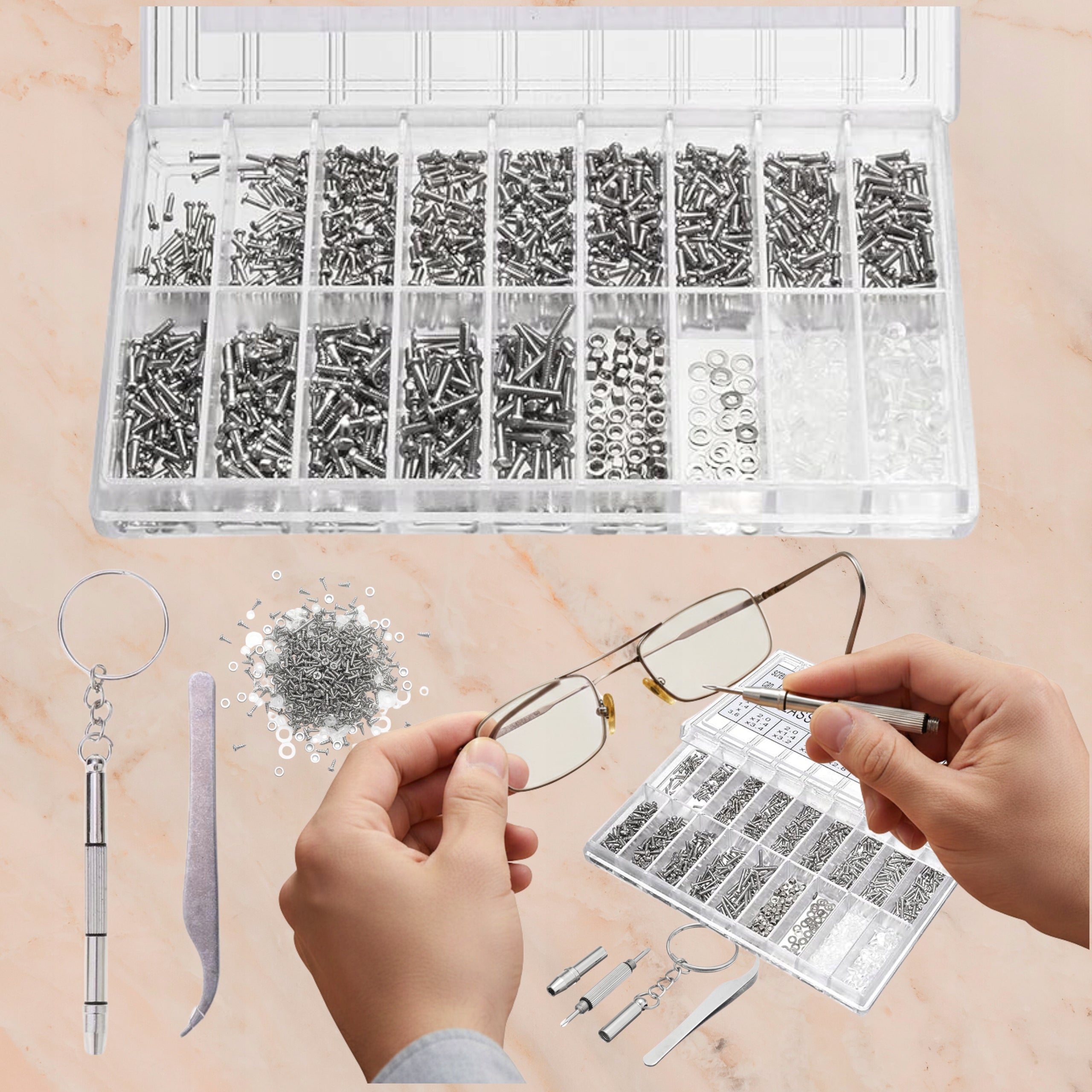 Glasses Repair Kit Mini Small Screws Repair Glasses Packaging status original