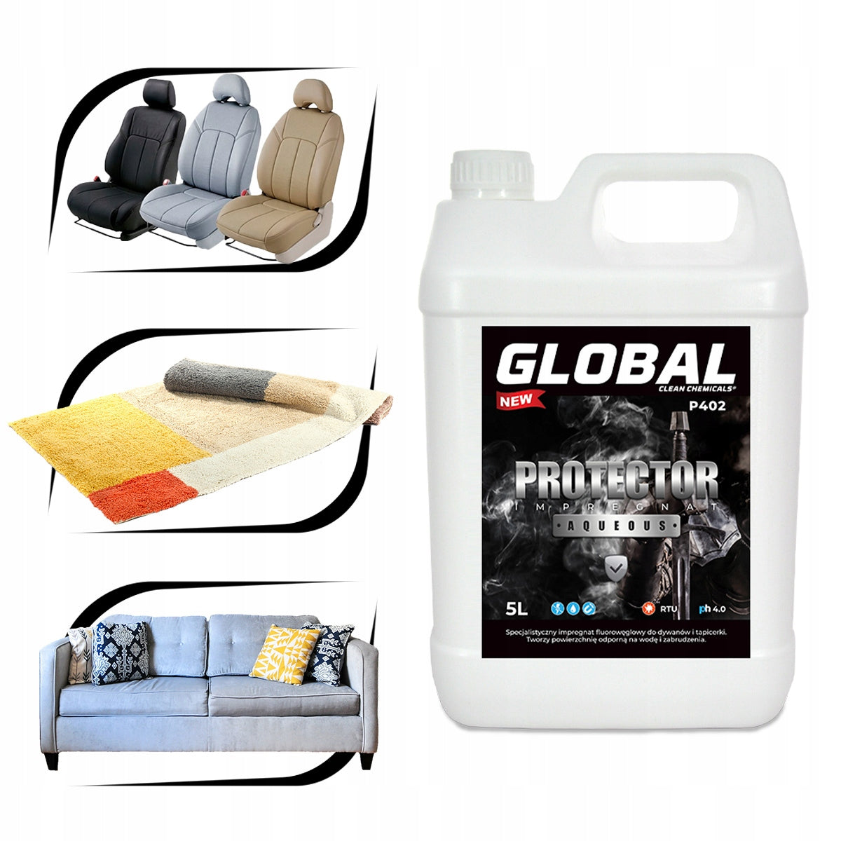 Global Protector P402 5L impregnation for car upholstery and rugs Packaging status original