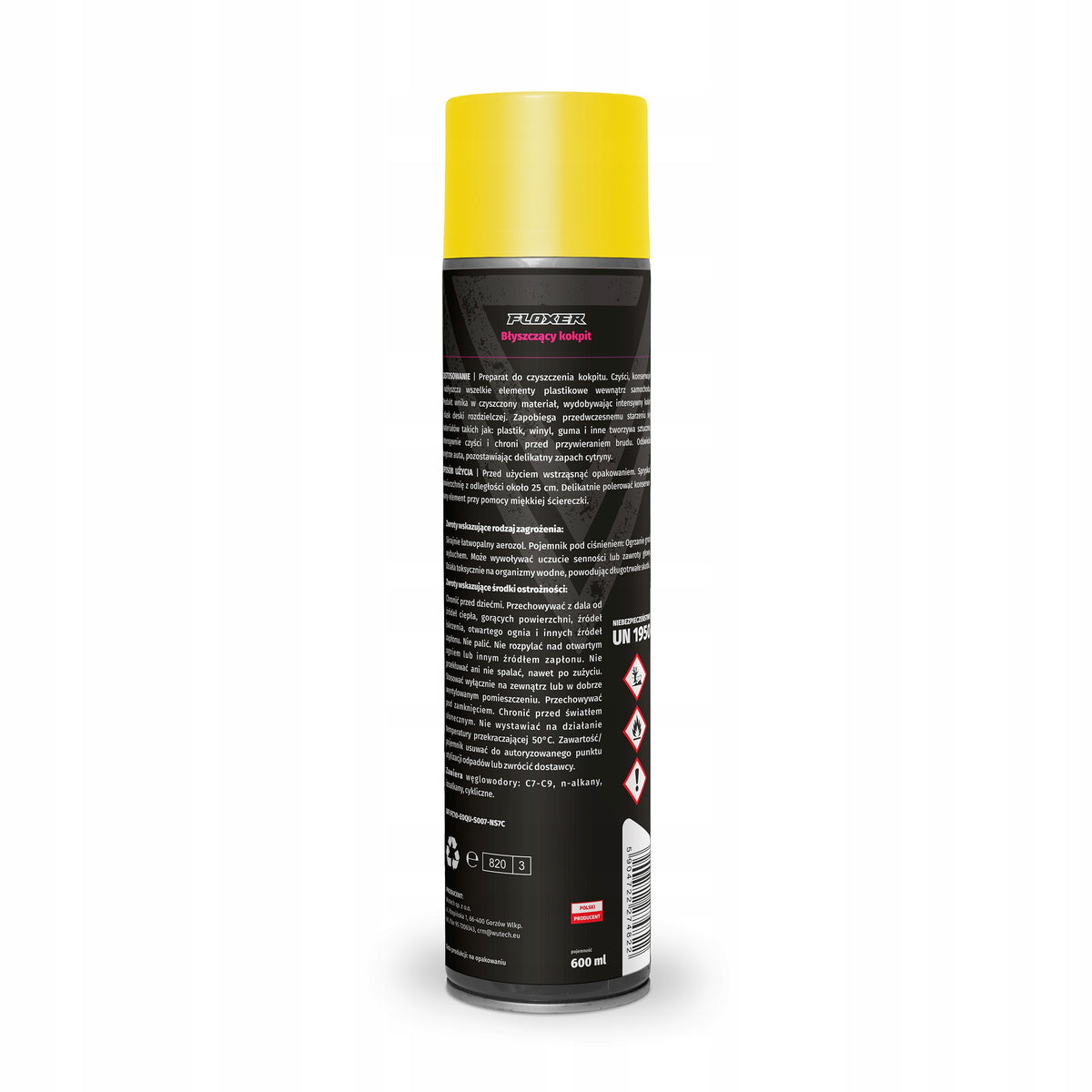 Glossy Cockpit FLOXER spray 600ml, cockpit cleaner lemon EAN (GTIN) 5904722274822