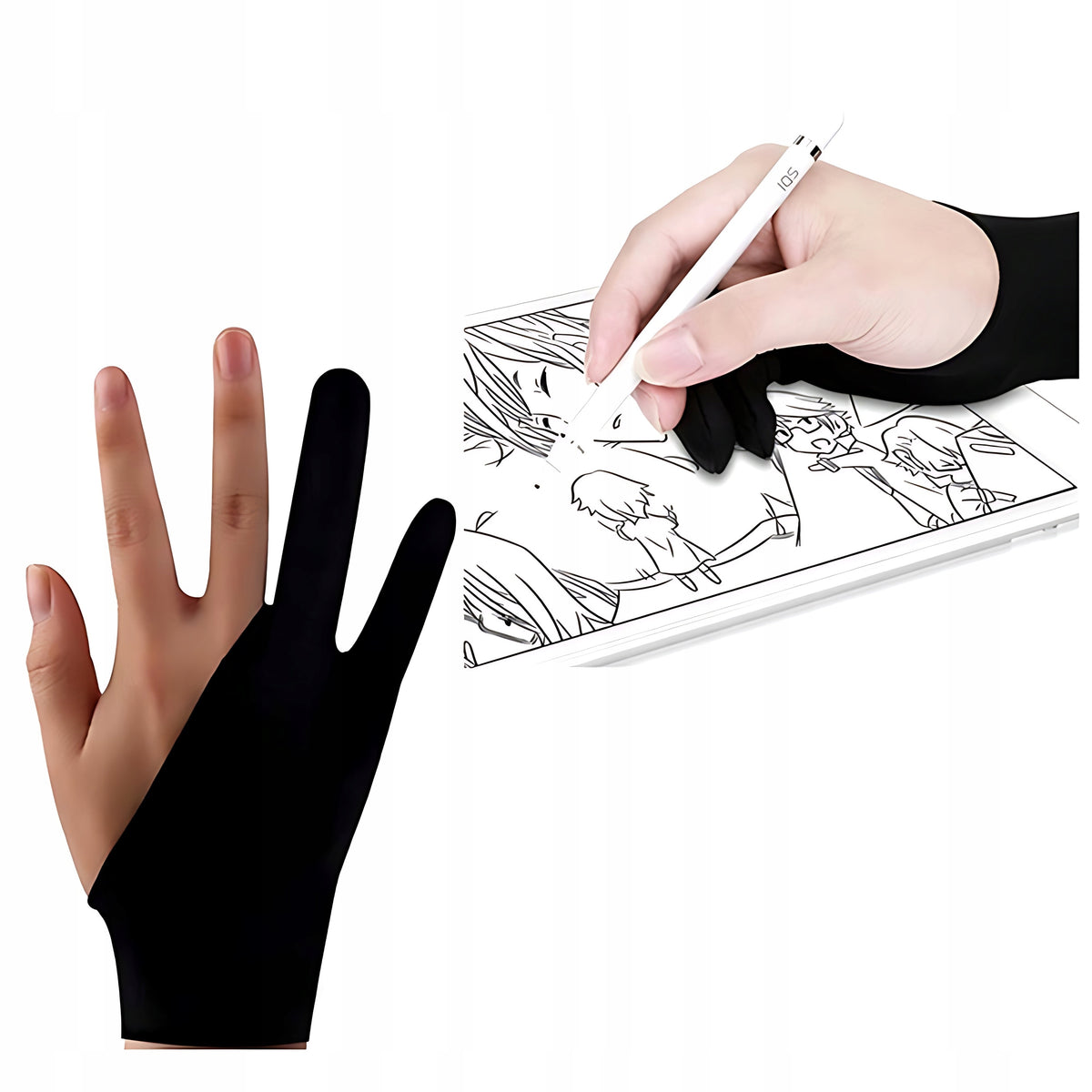 Glove for tablet graphic drawing sketching on paper