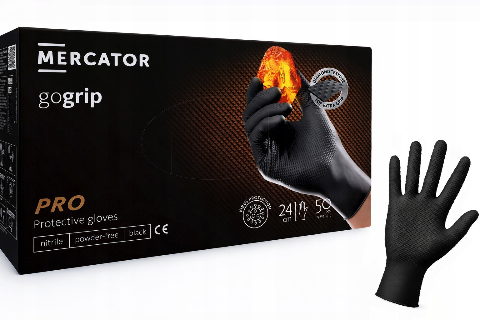 Gloves gloves NITRILE very strong GO GRIP EXTRA porous 50 pcs Q Packaging status original