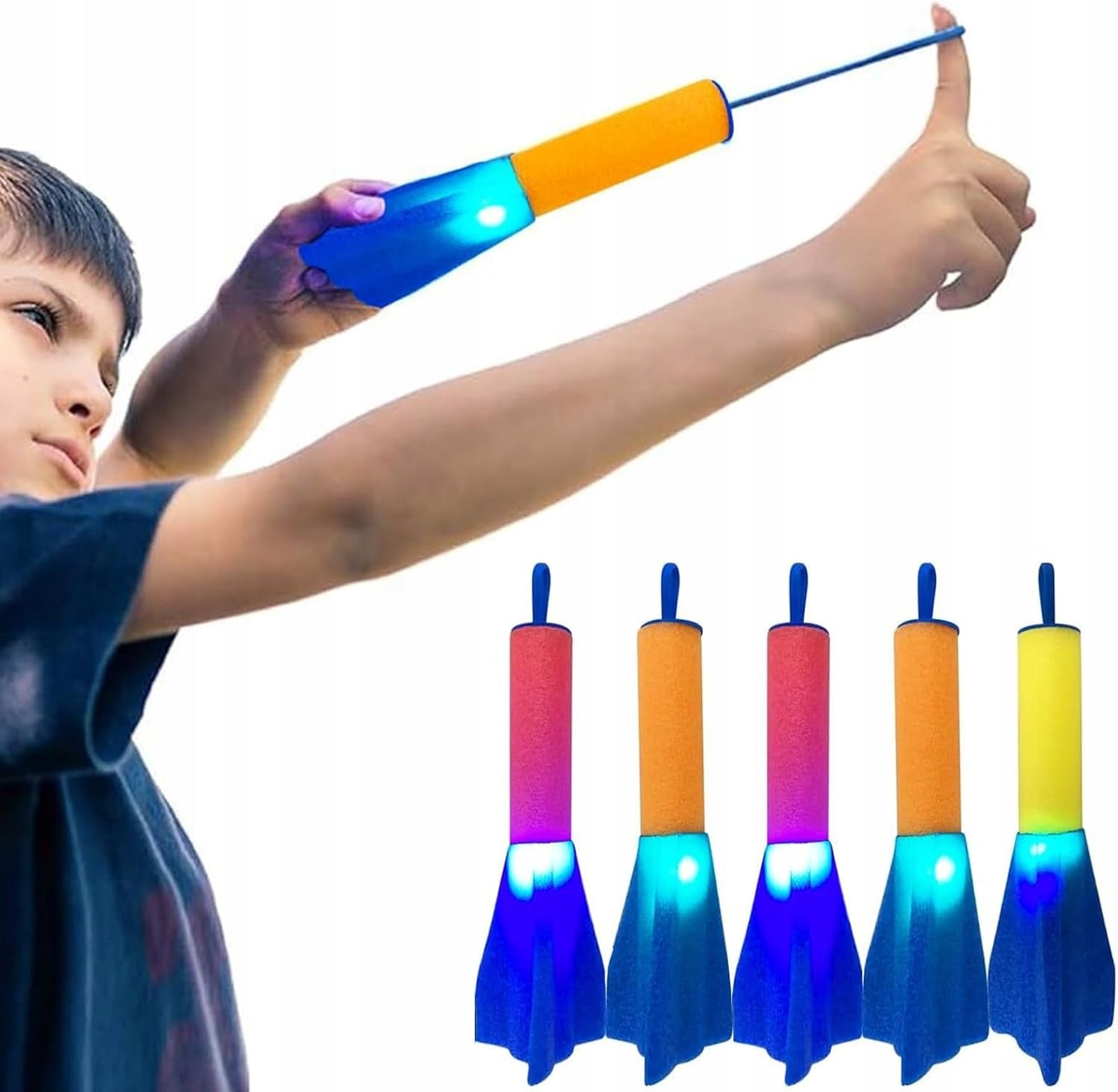 Glowing Flying Toy LED Launcher Outdoor Game 5pcs