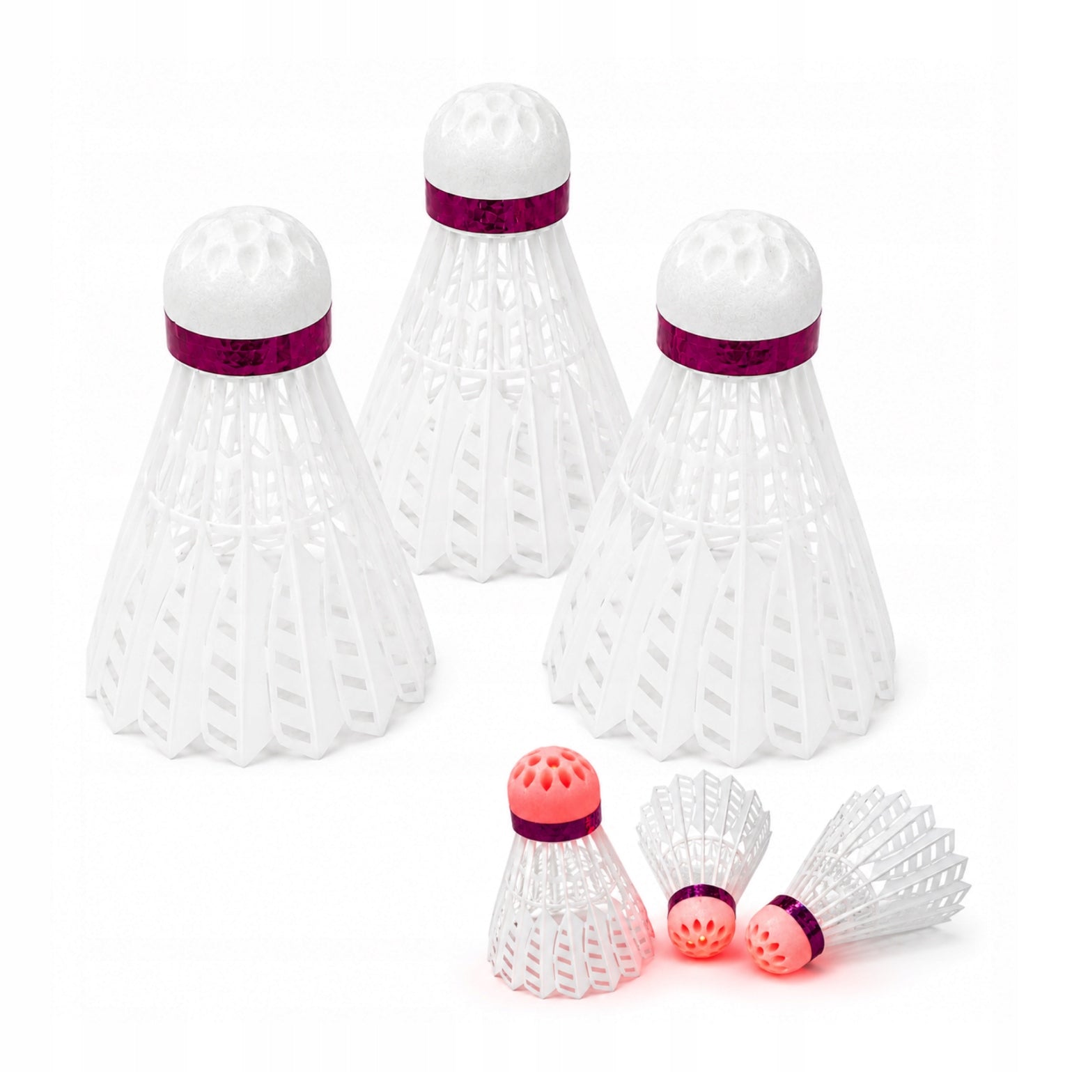 Glowing shuttlecocks for badminton nylon white 3 pcs set for summer game