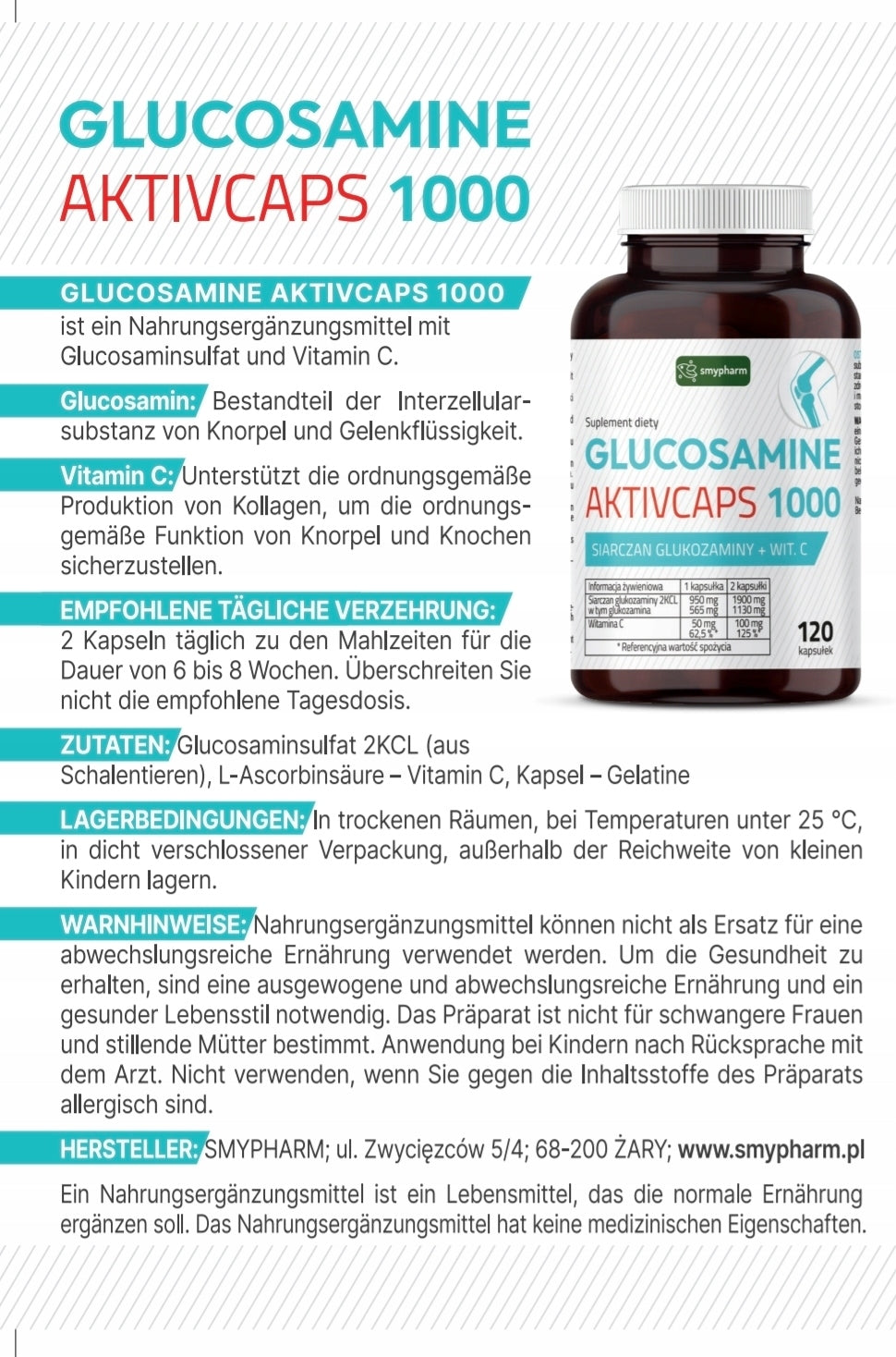 Glucosamine AKTIVCAPS 1000, glucosamine, joints, knees, cartilage Packaging status original