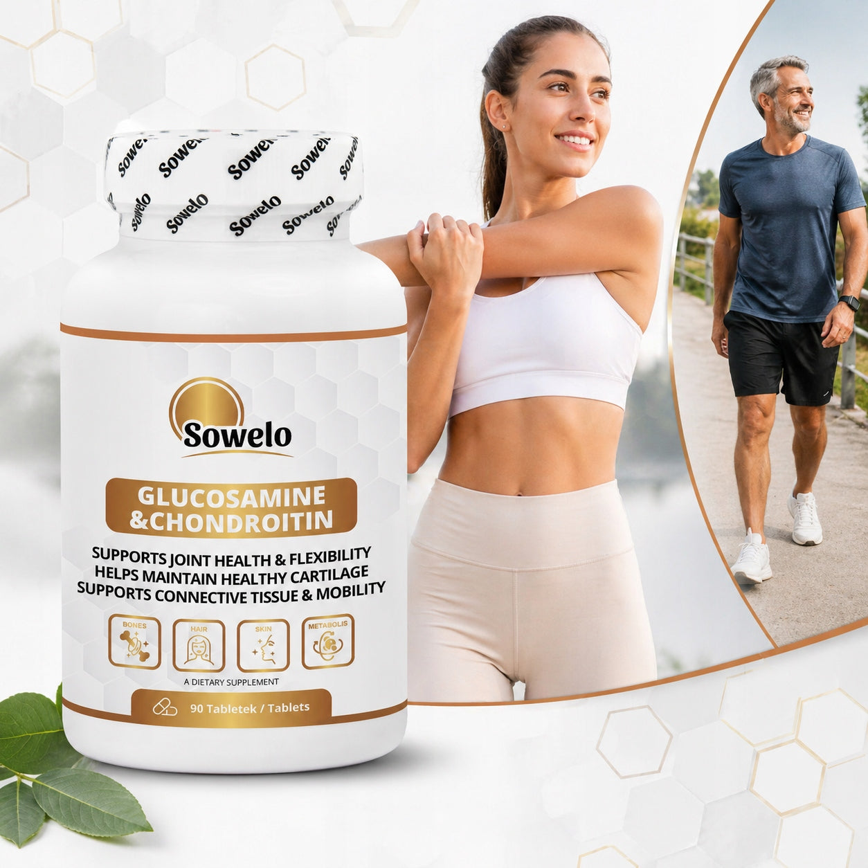 Glucosamine & Chondroitin 90 Tab – Joints, Cartilage, Regeneration – Sowelo Brand Sowelo