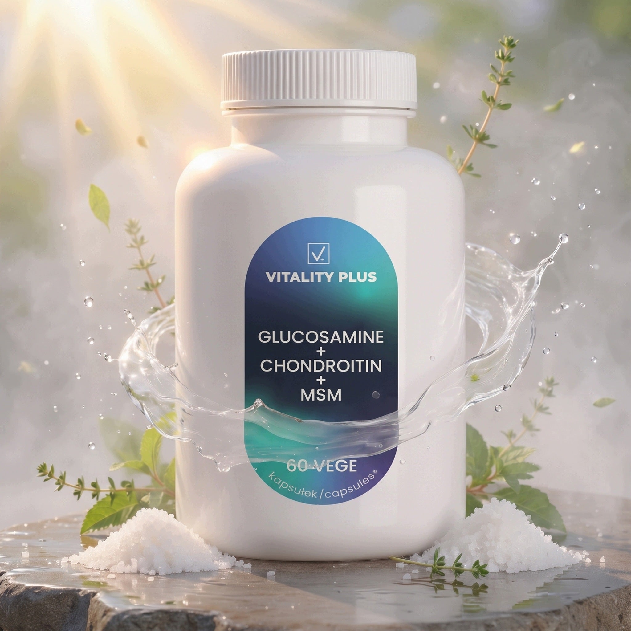 Glucosamine + Chondroitin + MSM 750 mg 60 capsules VEGE Joints and Bones Manufacturer code Glukozamina + Chondroityna + MSM 60 kapsułek