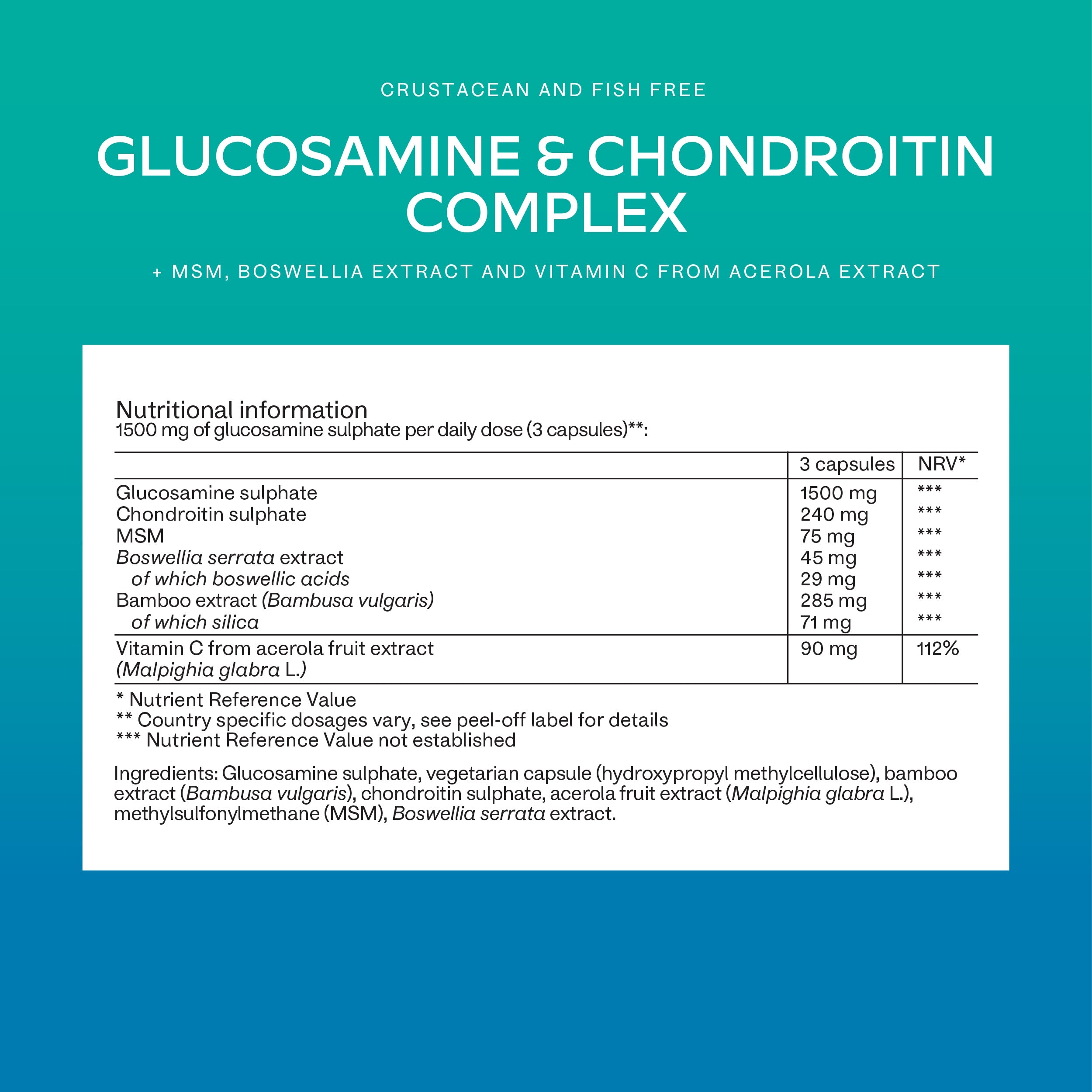 Glucosamine Chondroitin MSM Boswellia for joints Bones 180 kaps | Aavalabs Brand AAVALABS