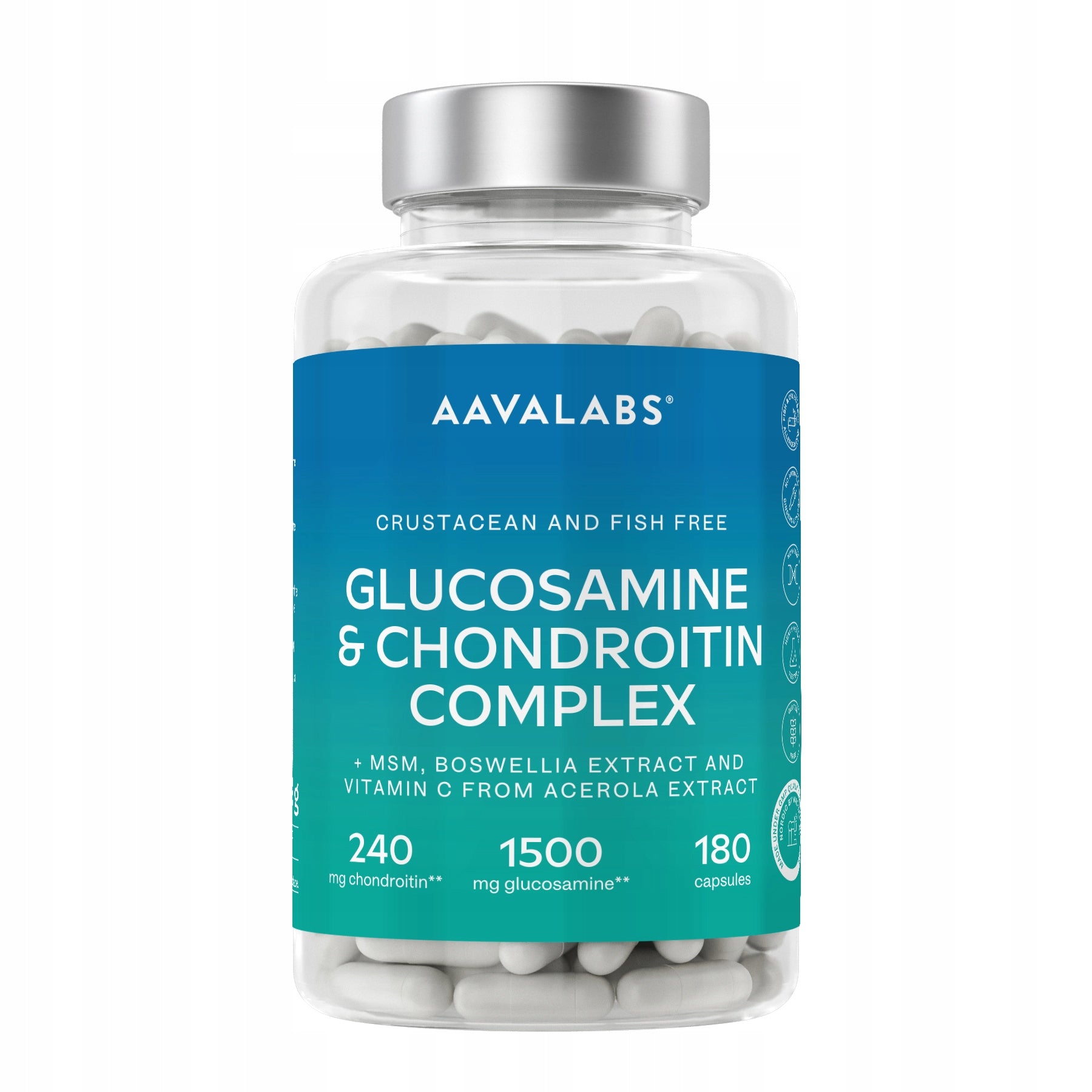 Glucosamine Chondroitin MSM Boswellia for joints Bones 180 kaps | Aavalabs Manufacturer code 031_GLUCOSAMINE