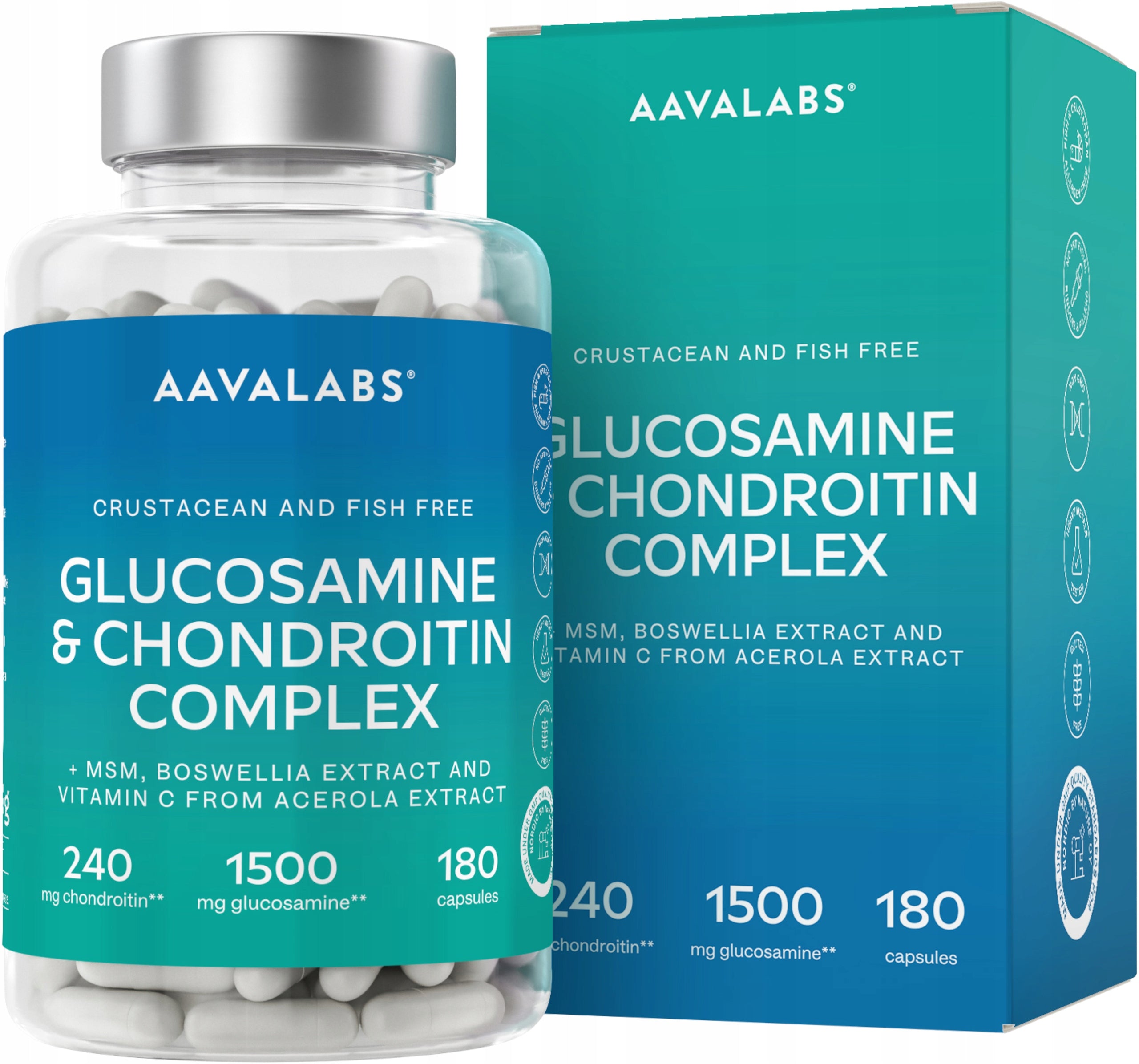 Glucosamine Chondroitin MSM Boswellia for joints Bones 180 kaps | Aavalabs