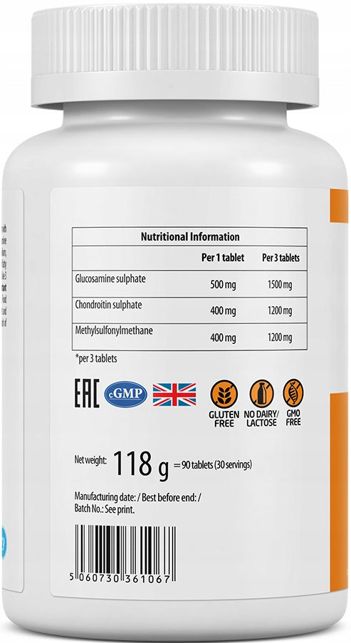 Glucosamine Chondroitin MSM UltraVit 90 Tablets 30 Servings Joint Support Brand UltraVit