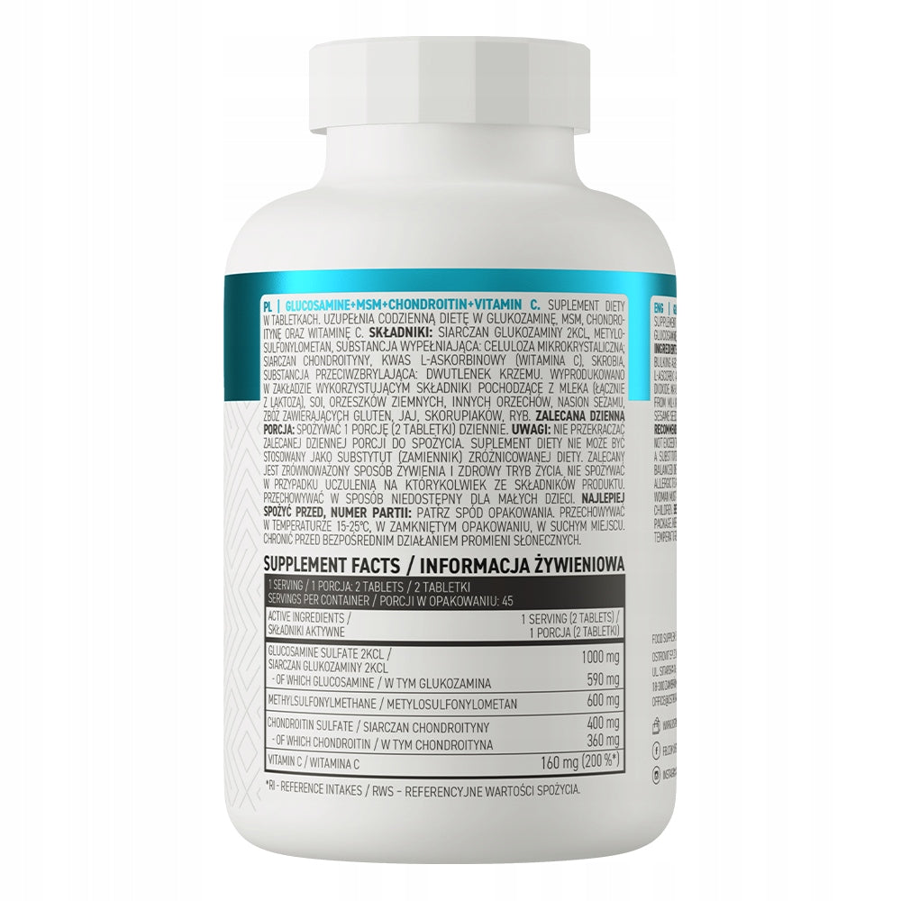 Glucosamine + MSM + Chondroitin + Vitamin C OstroVit 90 tab NA JOINTS Packaging status original