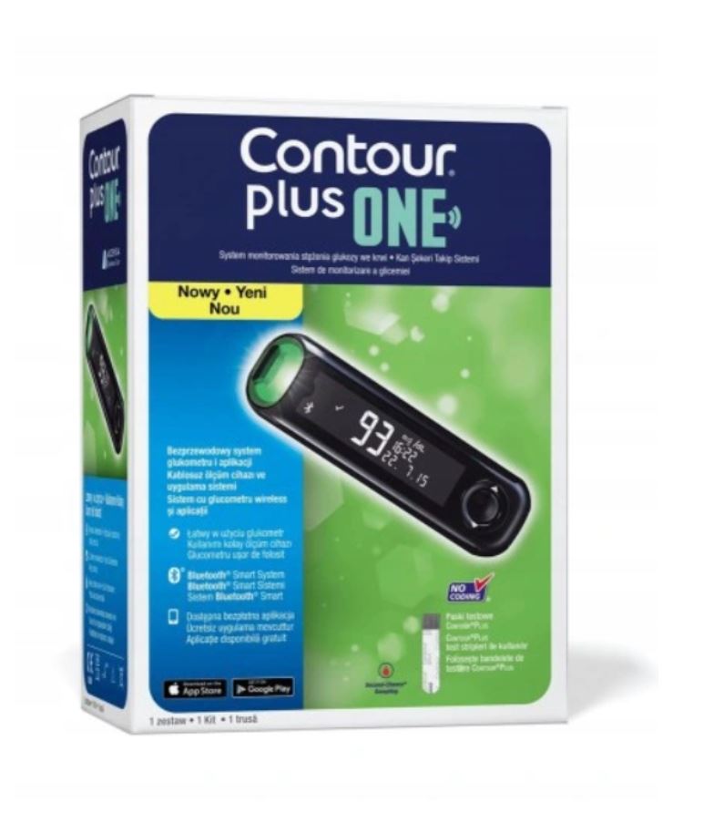 Glucose Meter Contour Plus One Whole set of strips+puncturer+lancety warranty PL Medical device yes