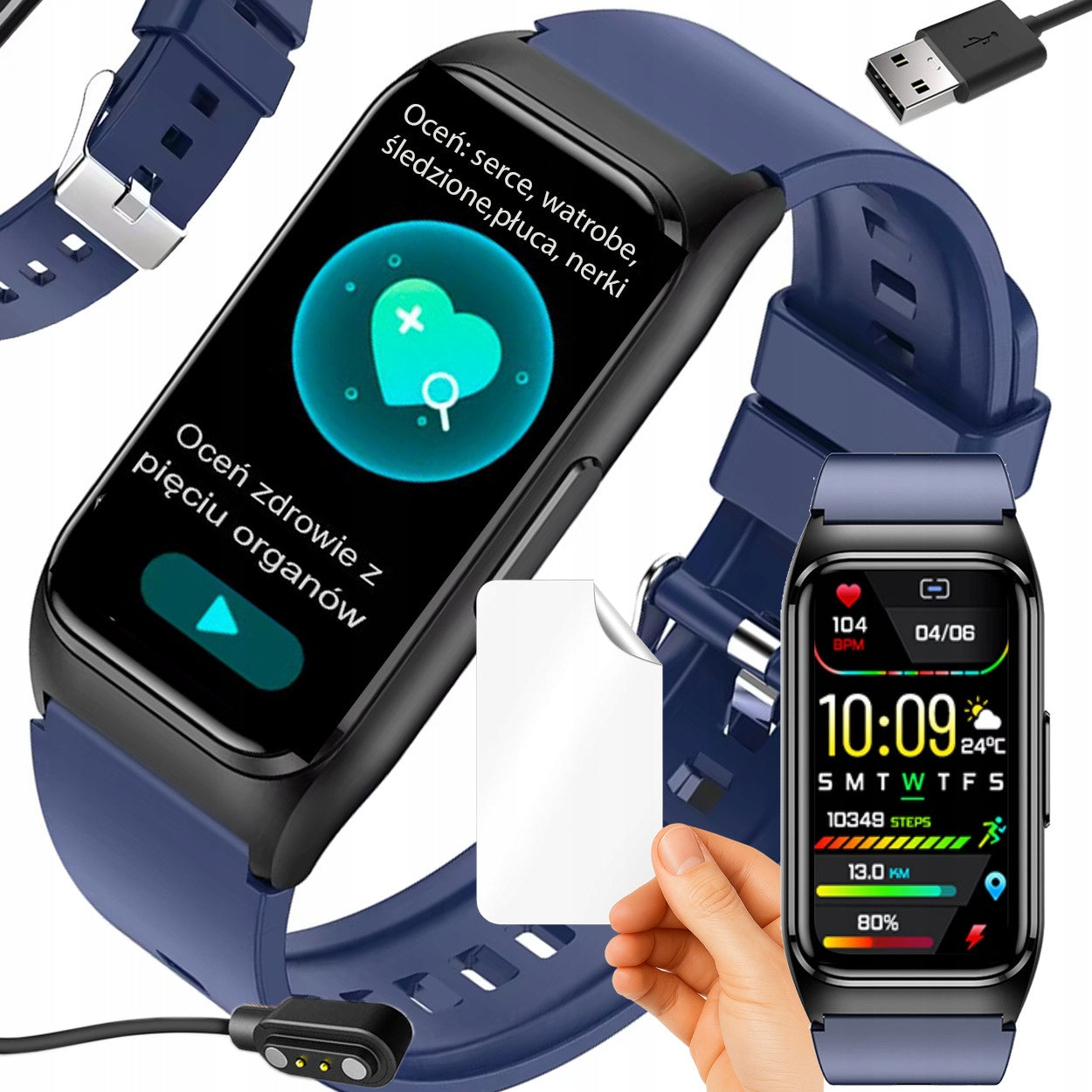 Glucose Sugar Smartwatch - 24/7 Heart Rate, Temperature, Lipids, 5 Organs