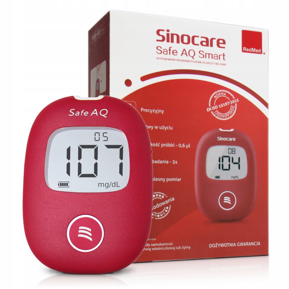Glucose meter Sinocare SAFE AQ SMART Set with 50 stripes and 50 lancets Medical device no