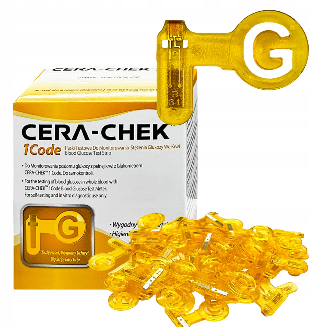 Glucose meter strips Cera-Chek 1code for glucose determination 50 pieces