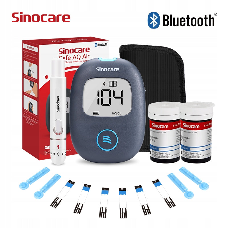 Glukometr Sinocare AQ Air w mg/dl z 100 paskami i 100 lancetami Bluetooth