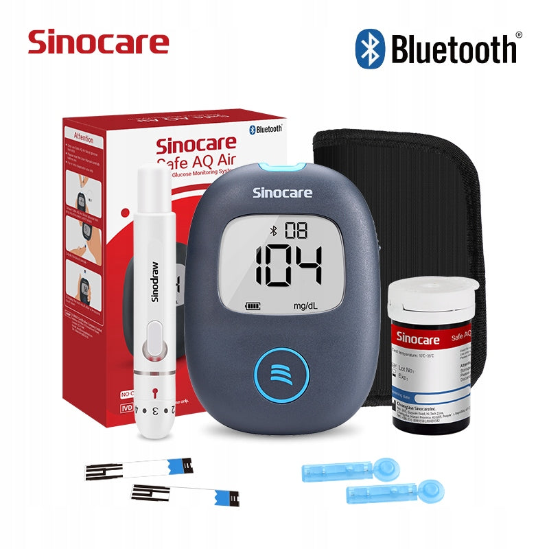 Glukometr Sinocare AQ Air w mg/dl z 25 paskami i 25 lancetami Bluetooth