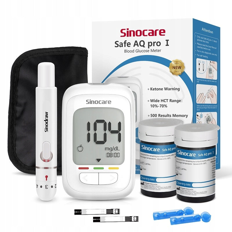 Glukometr Sinocare SAFE AQ pro I z 50 paskami i 50 lancetami w mg/dl