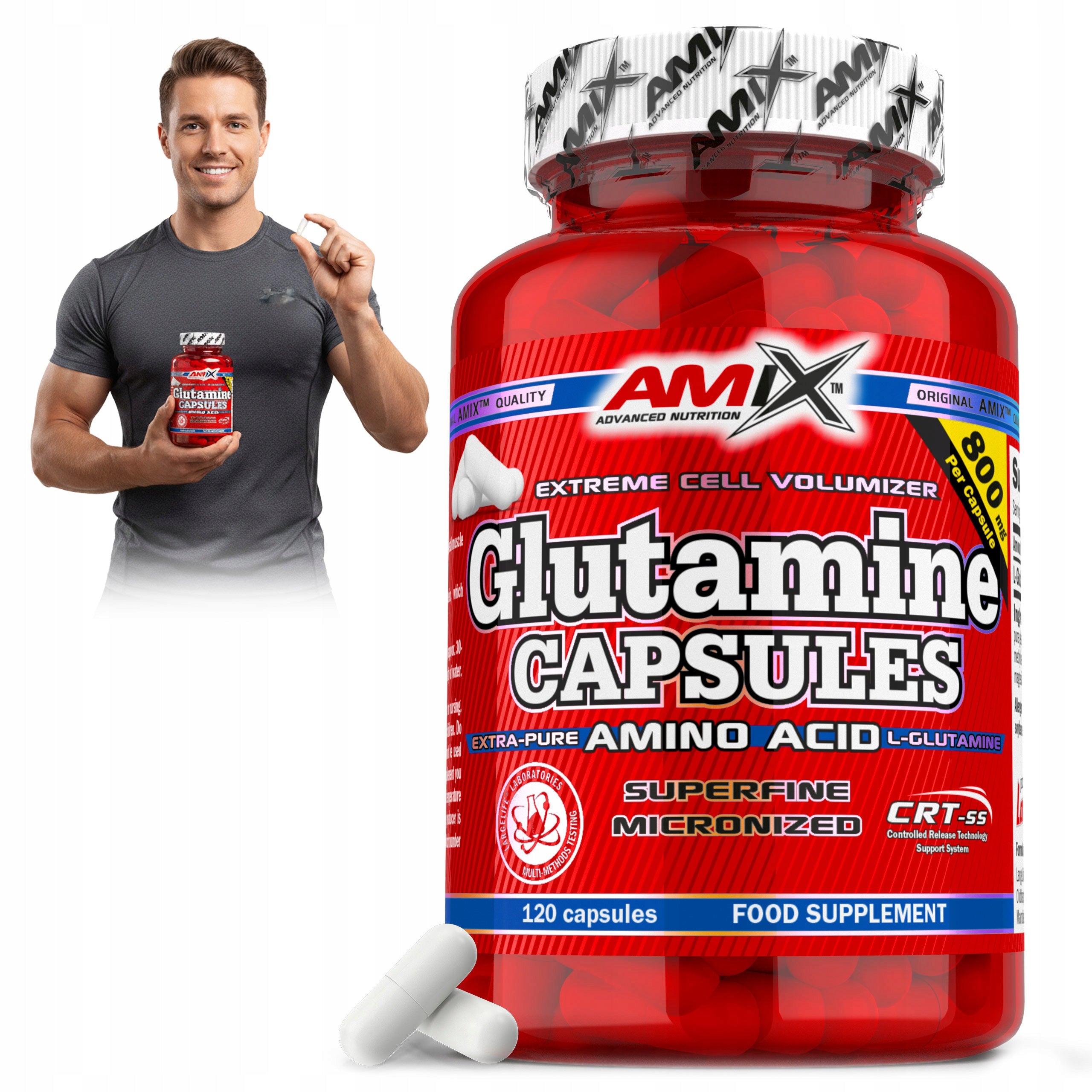 Glutamine 120 capsules L Glutamine 800 mg muscle recovery immunity