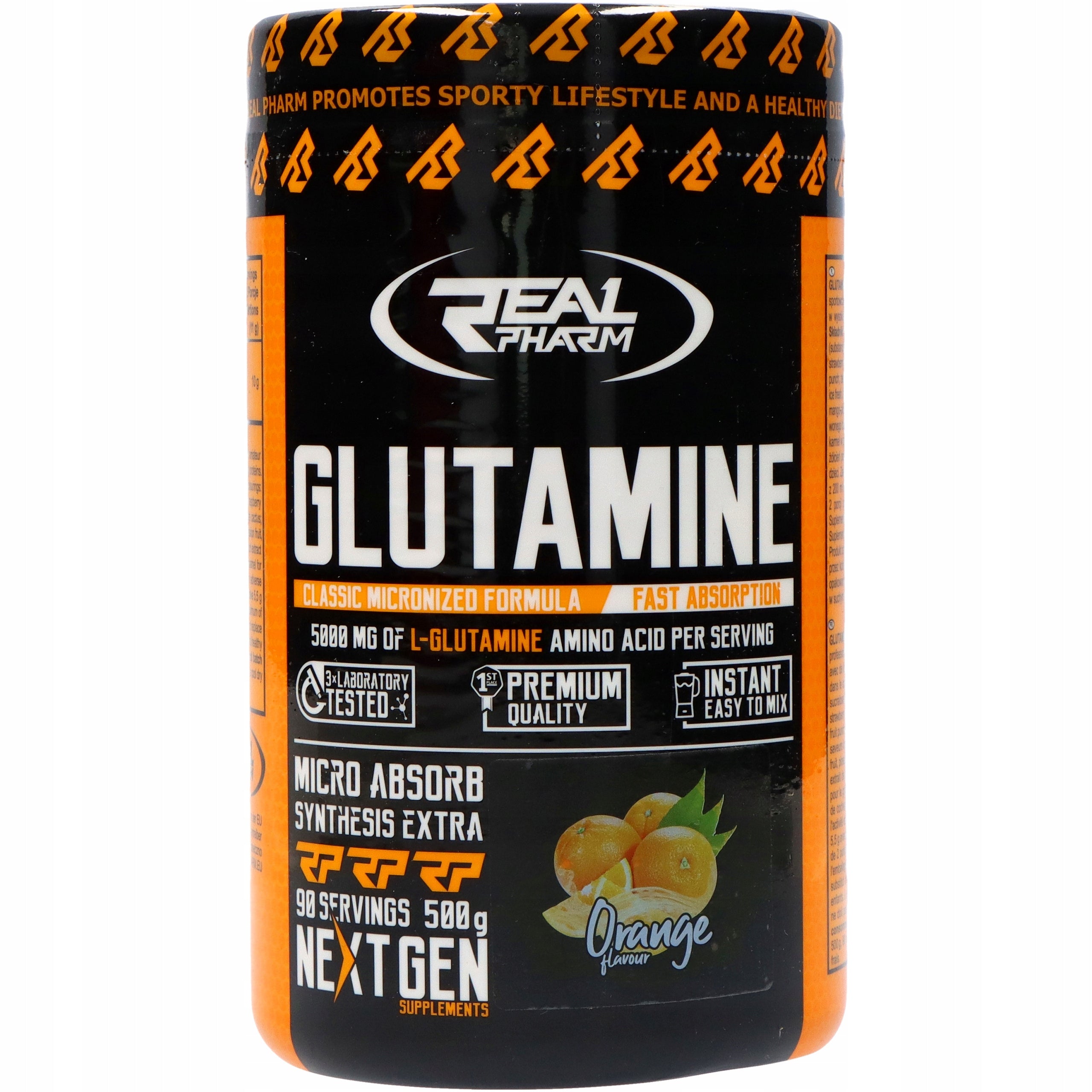 Glutamine Powder REAL PHARM 500g Orange Amino Acid Regeneration