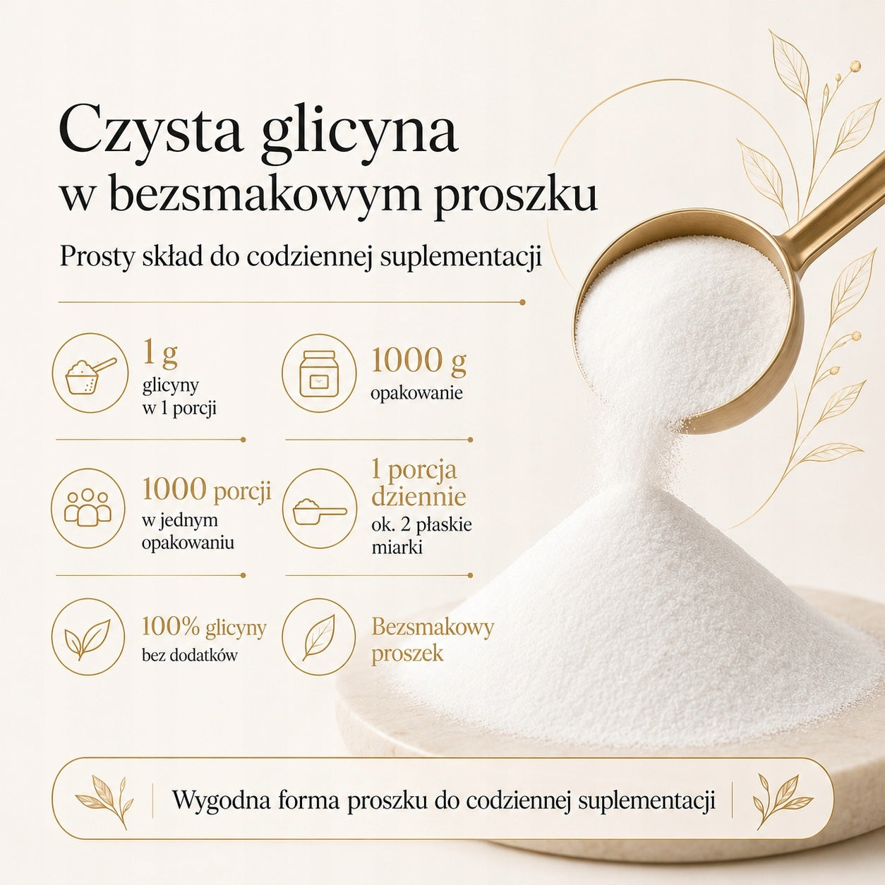 Glycine 1000g Glycine 1kg Sleep Stress Nervous System Victorious Expiration date at least six months from the date of purchase