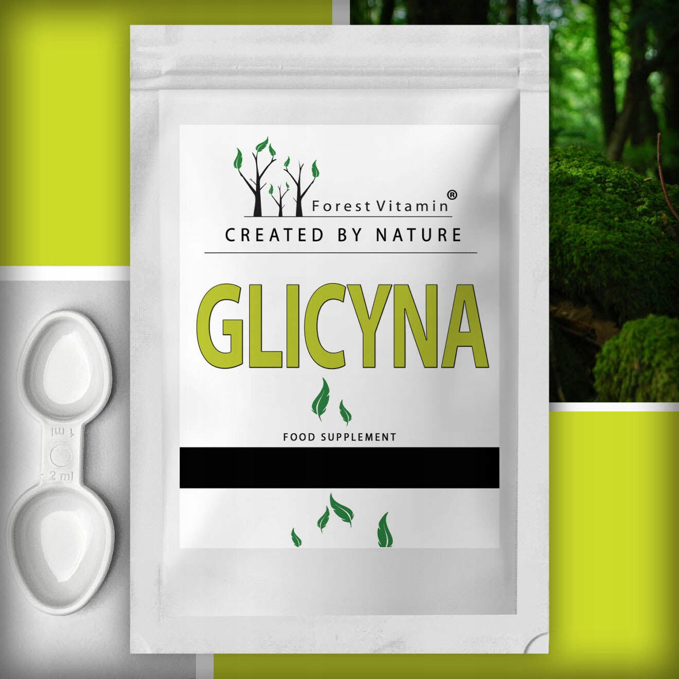 Glycine powder + measuring cup Forest Vitamin 500g Brand Forest Vitamin
