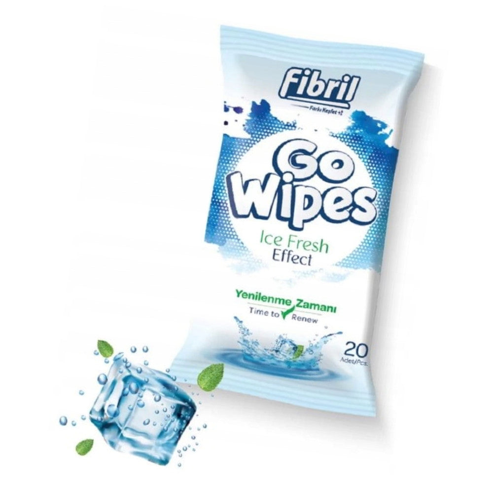 Go Wipes Ice Fresh Wet Wipes Cooling Travel 1x 20 Pcs