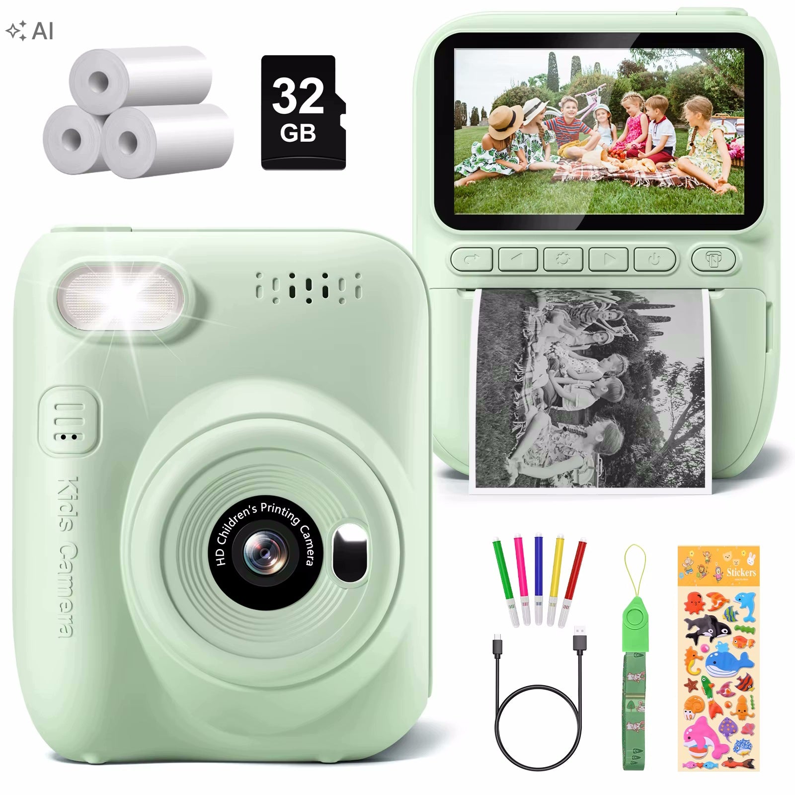 Gofunly Kids Instant Printing Camera 3.0" Mini Camera