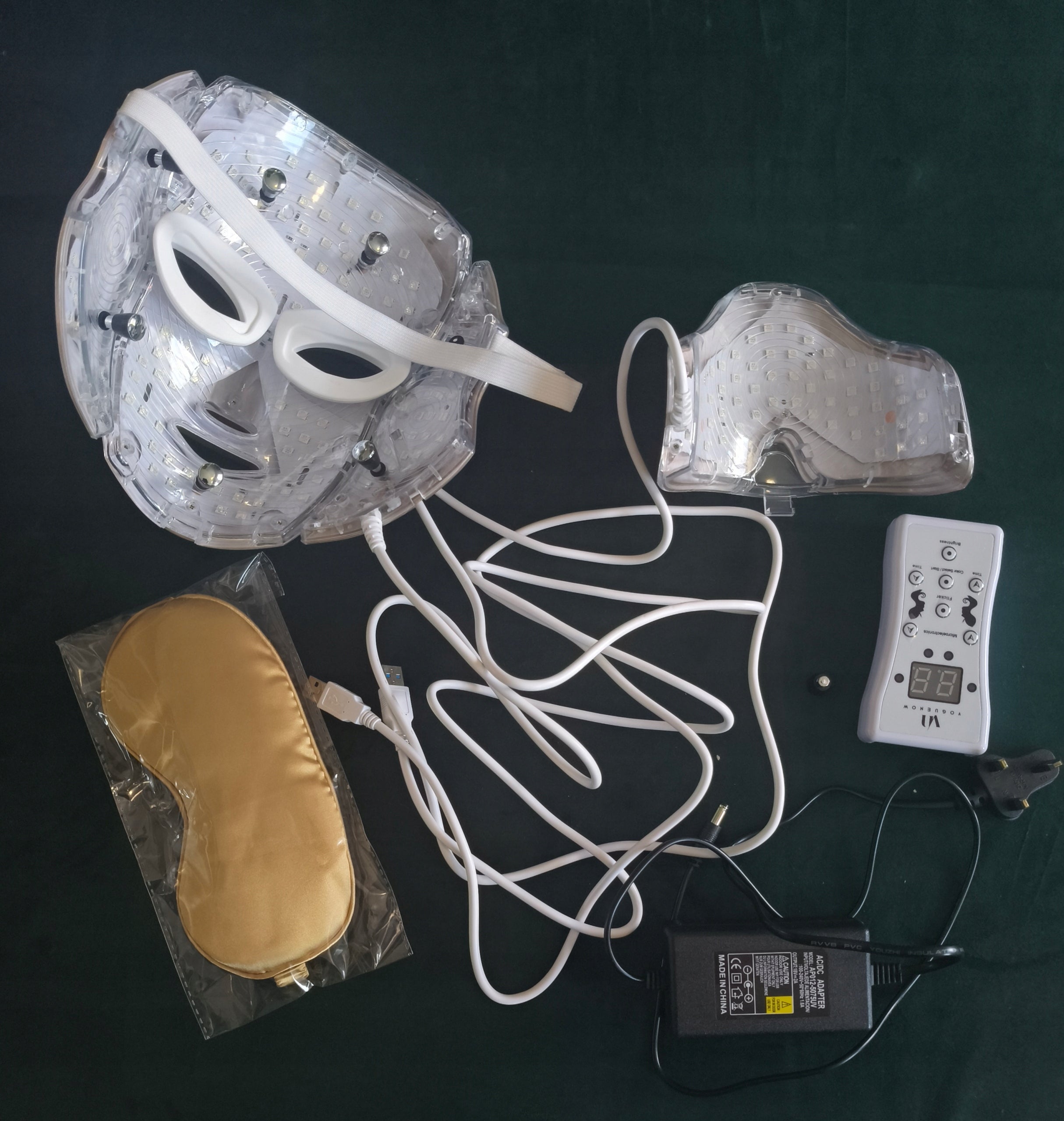 Gold VOGUENOW LED Mask 2in1 7 Colors Face Light Neck Photon