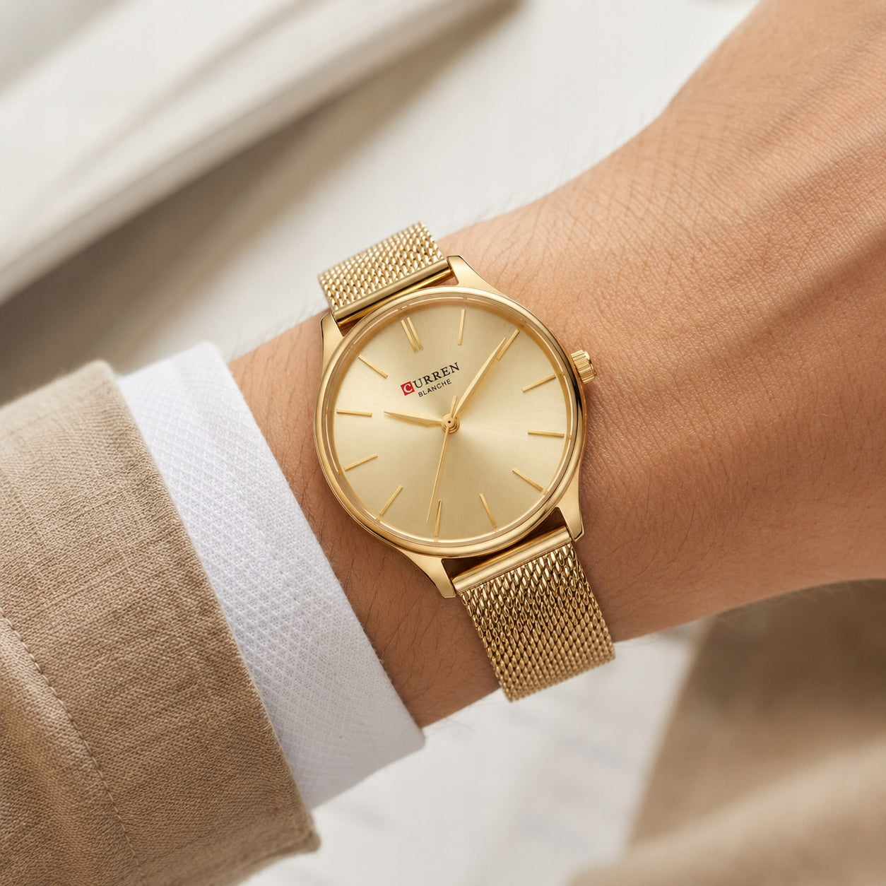 Gold Watch Curren Blanche Comfortable Bracelet Simple and Elegant Brand Curren