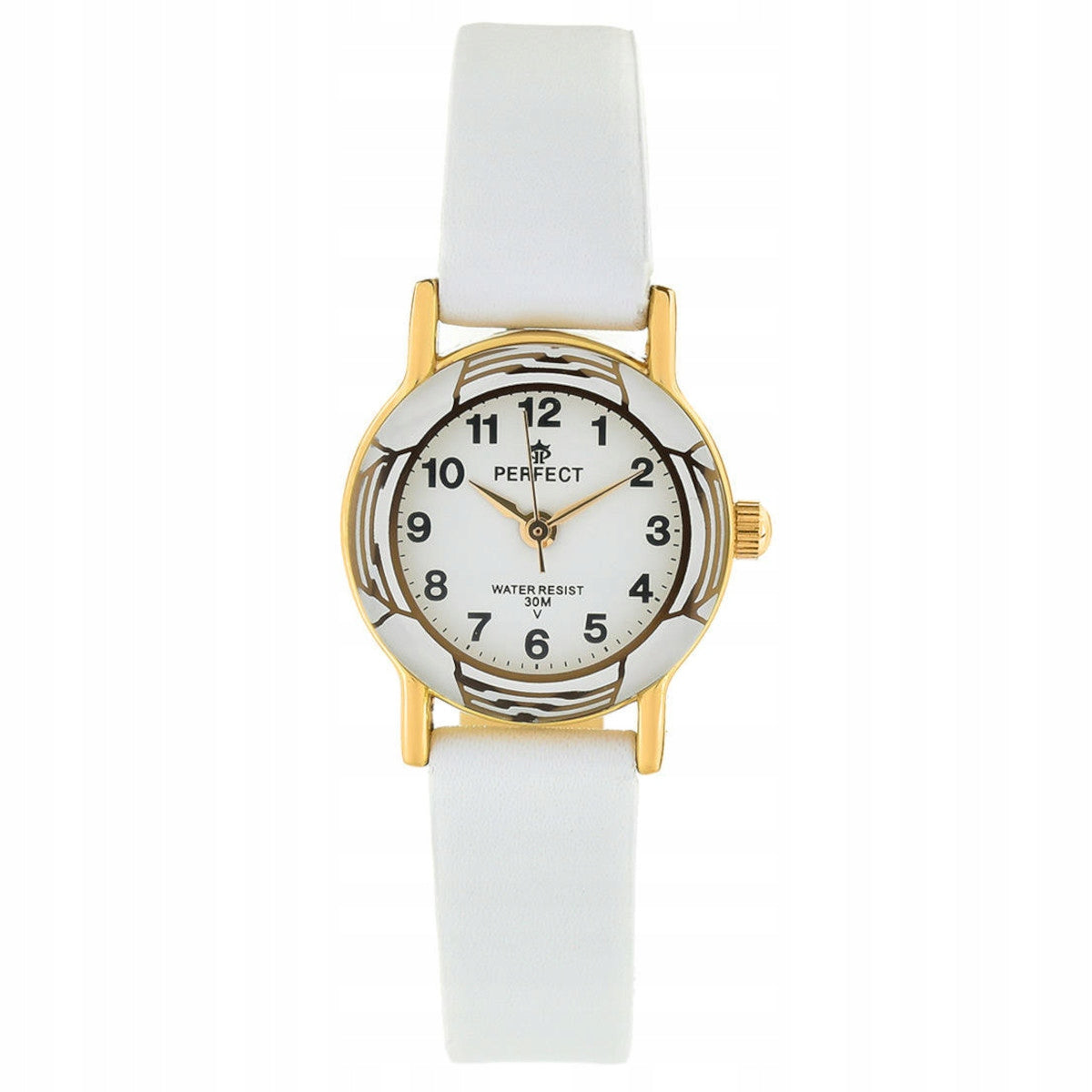 Gold children's watch with white strap PERFECT L248-04