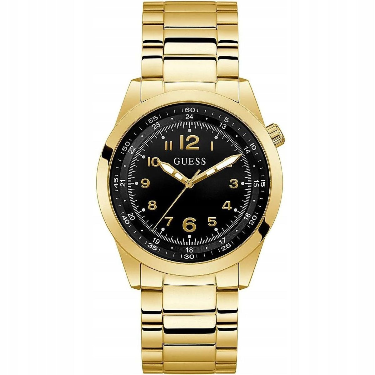 Gold watch Guess Max with black dial and gold bracelet GW0493G2