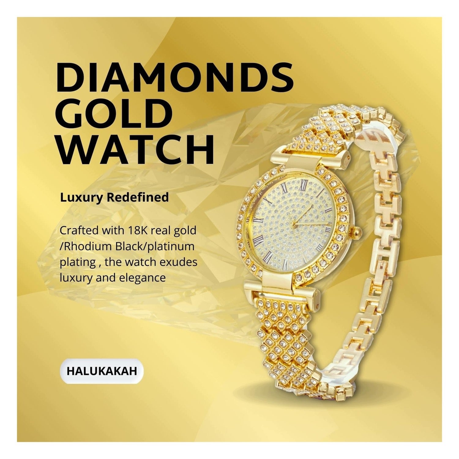 Gold watch for boys - with diamonds - 31mm Brand no brand