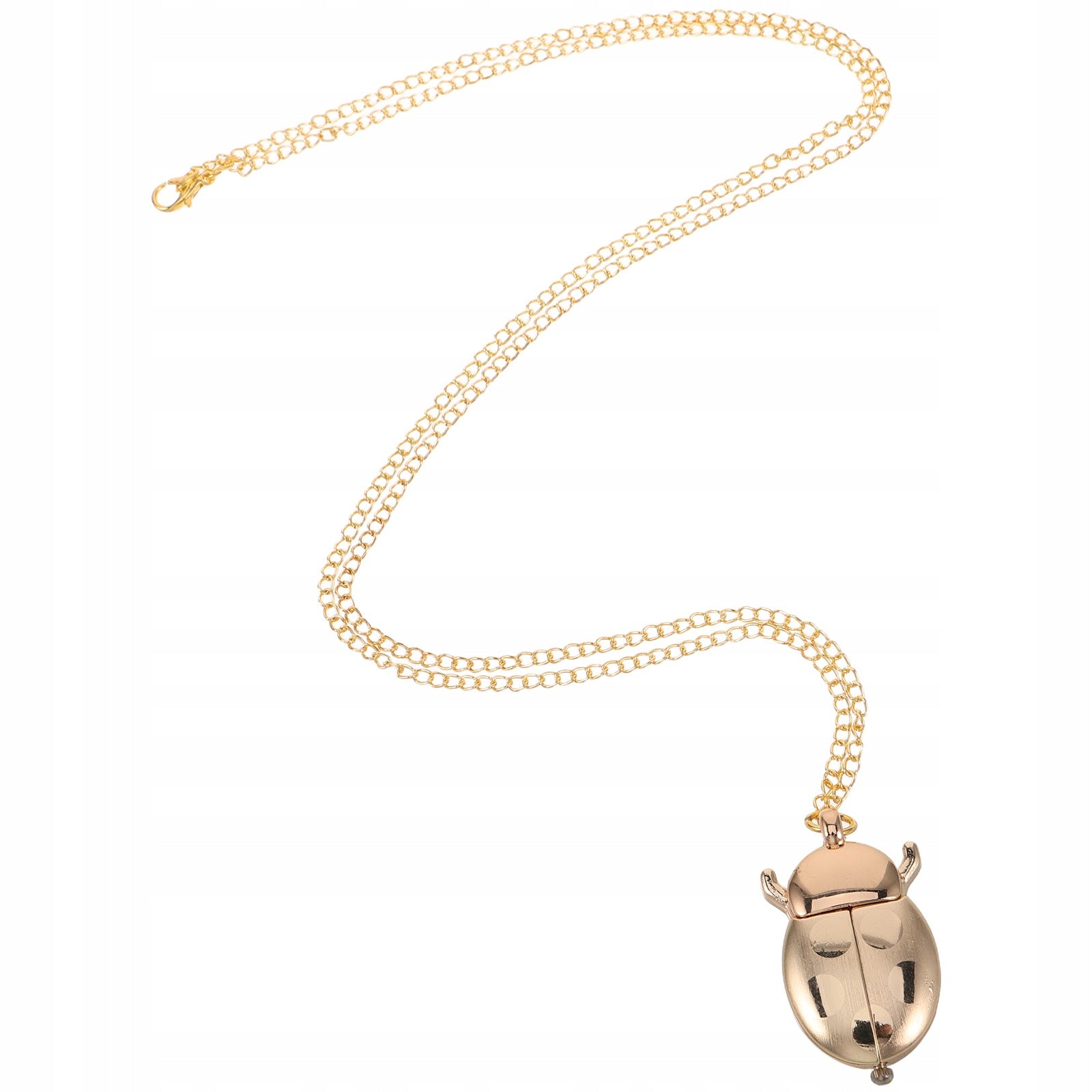 Golden Ladybug Pocket Watch Necklace with Arabic Numerals Quartz Pendant Brand no brand