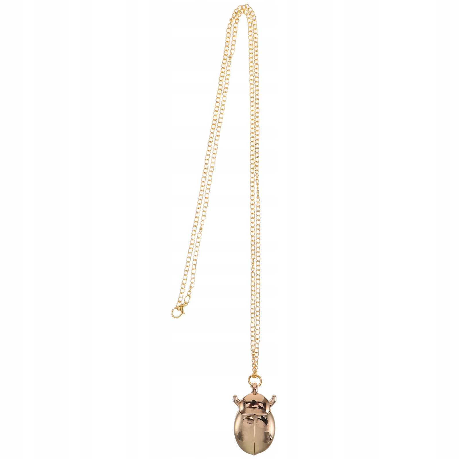 Golden Ladybug Pocket Watch Necklace with Arabic Numerals Quartz Pendant Strap material aluminum