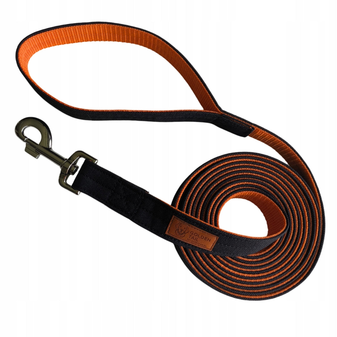 GoldenTail Dog Leash 3m Large Carabiner Orange Black Strong