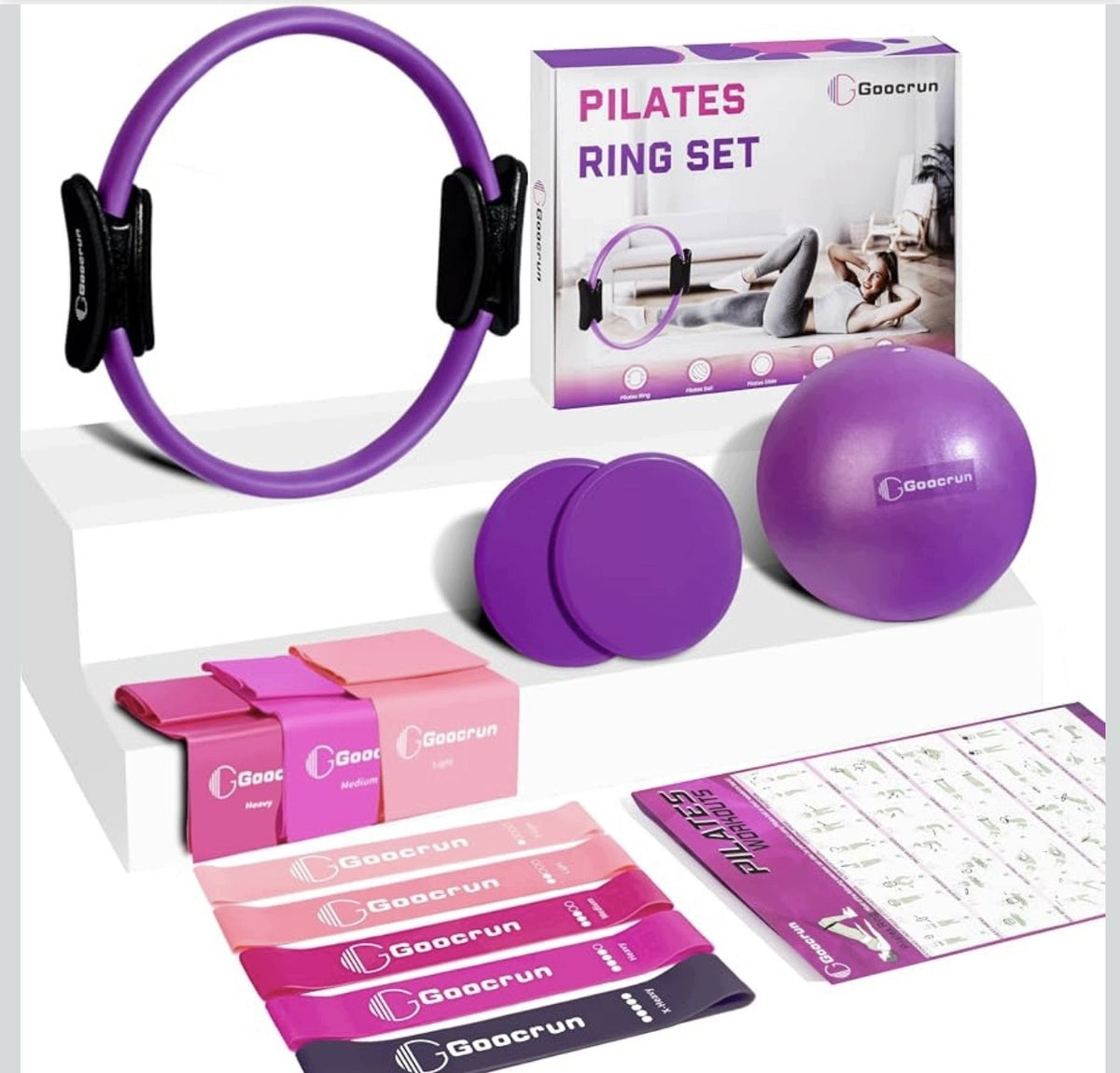 Goocrun FITNESS Exercise Equipment with Resistance Bands, Pilates Ball