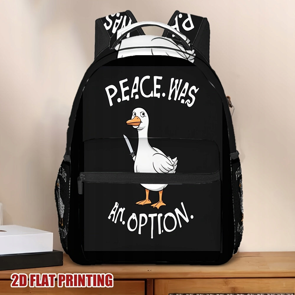 Goose with Knife Design Backpack - Compact & Spacious for School or Work